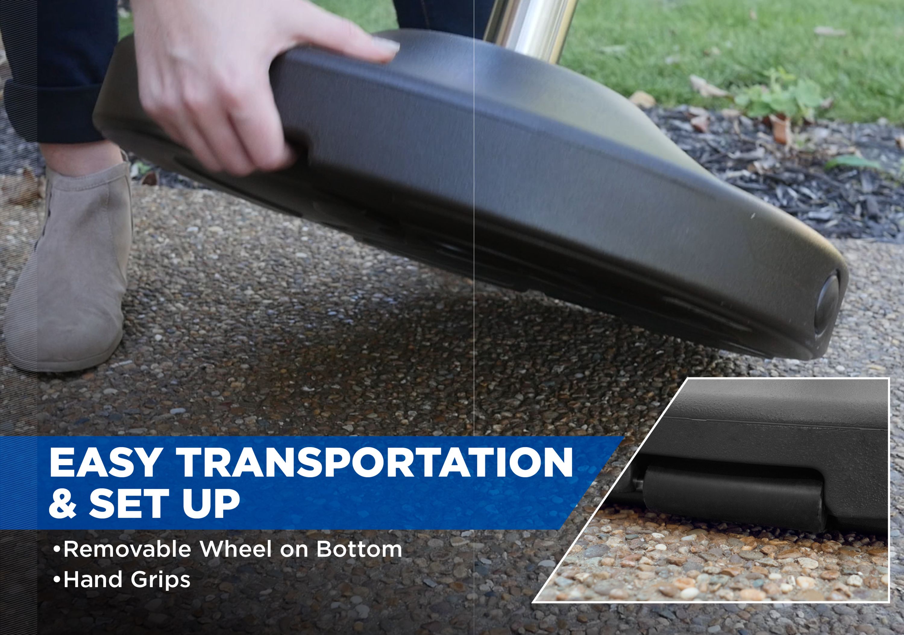 Black Metal Rolling Free-Standing Umbrella Base