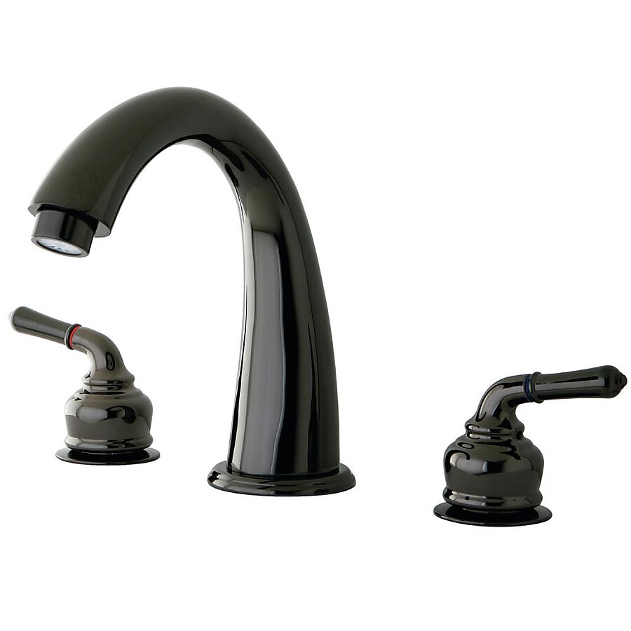 Kingston Brass Black Stainless Steel 2-Handle Deck-Mount High-Arc Handle Kitchen Faucet Kingston Brass Black Stainless Steel 2-Handle Deck-Mount High-Arc Handle Kitchen Faucet