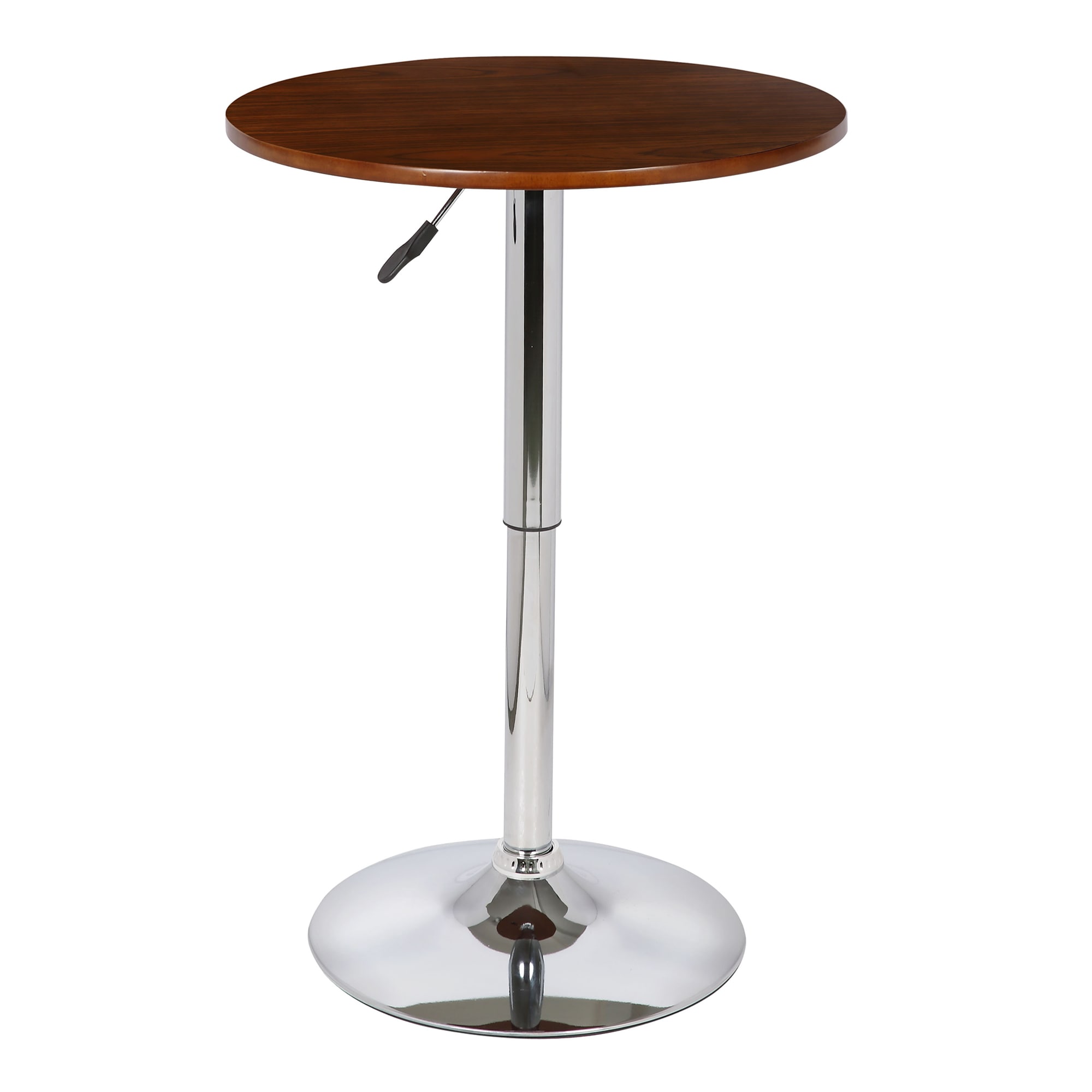 Armen Living LCBEPUWA Bentley Walnut Wood Round Contemporary/Modern Adjustable Table, Wood with Grey Wood Metal Pedestal Base 24-Inches L x 43-Inches H