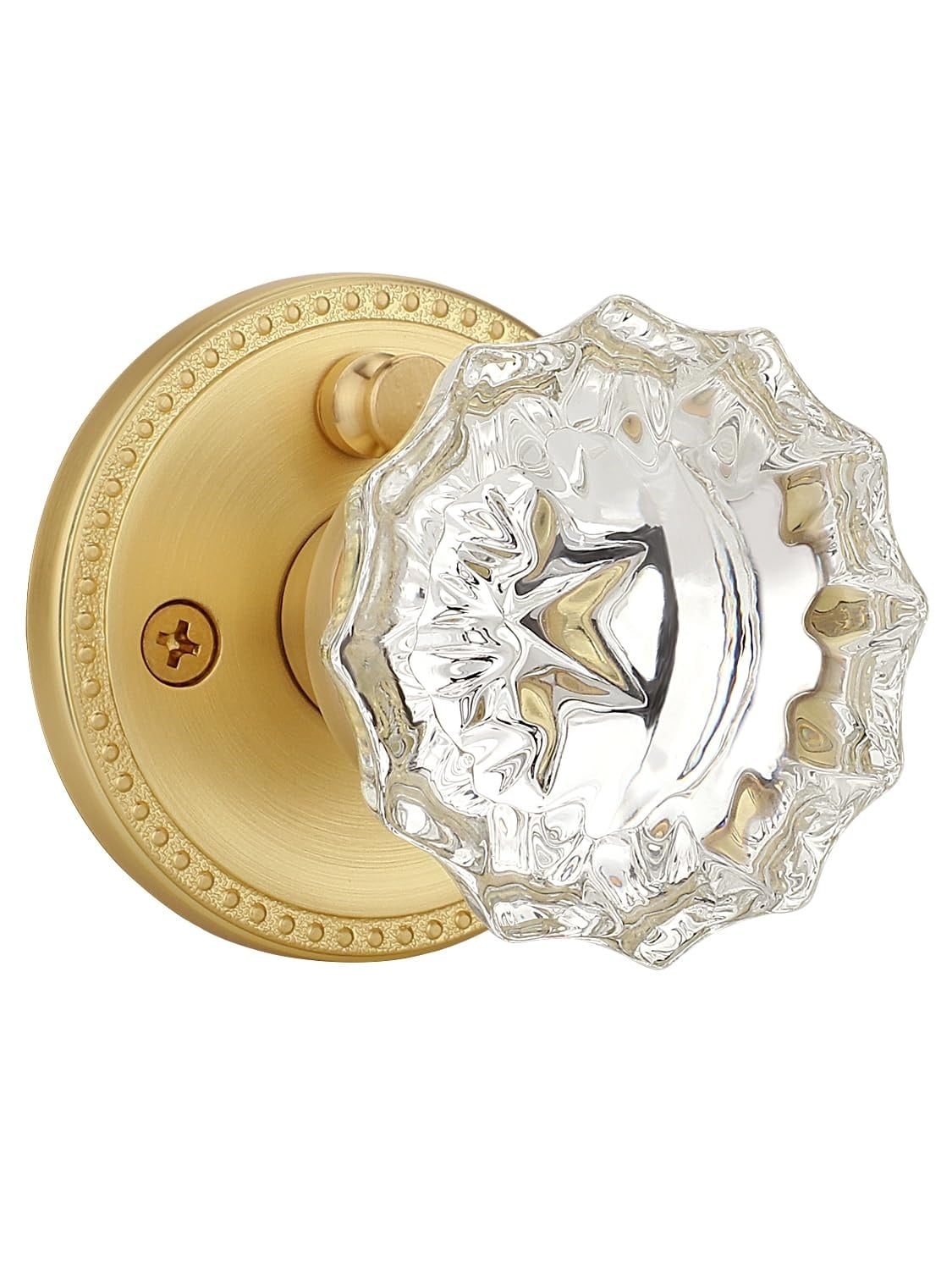 Aoibox  4 Pack Gold Crystal Privacy Door Knobs with Satin Brass Bases for Bedroom and Bathroom