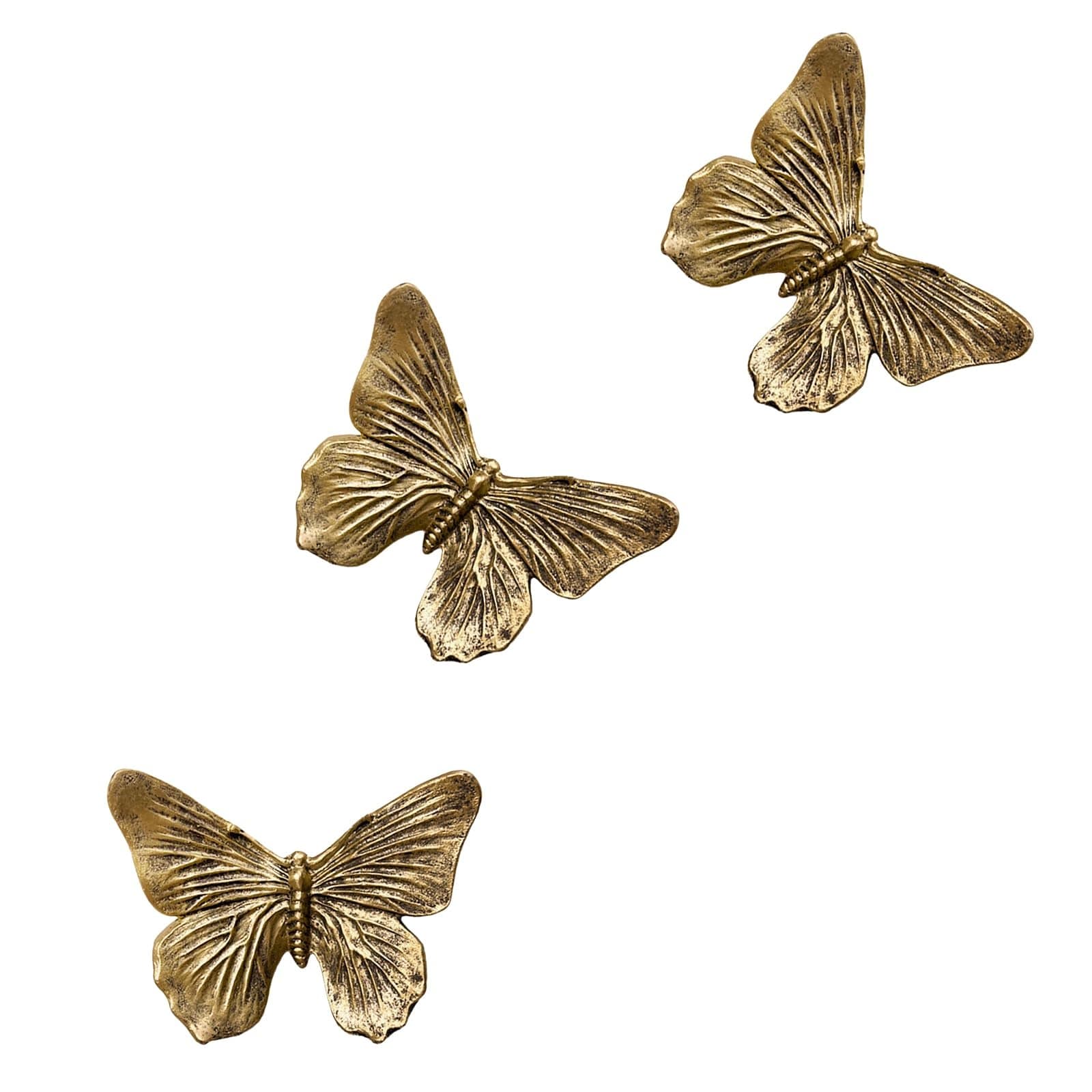 Afoxsos  3 Piece Vintage Style 3D Butterfly Wall Decor Set Antique Gold Resin Butterflies for Living Room Bedroom Entryway Easy to Hang Lightweight