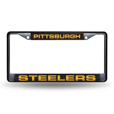 with nut Cover License Plate Frame fit Steelers yonggan fit Pittsburgh Steelers Team Logo 2 Pieces of Black Aluminum License Plate Frame 
