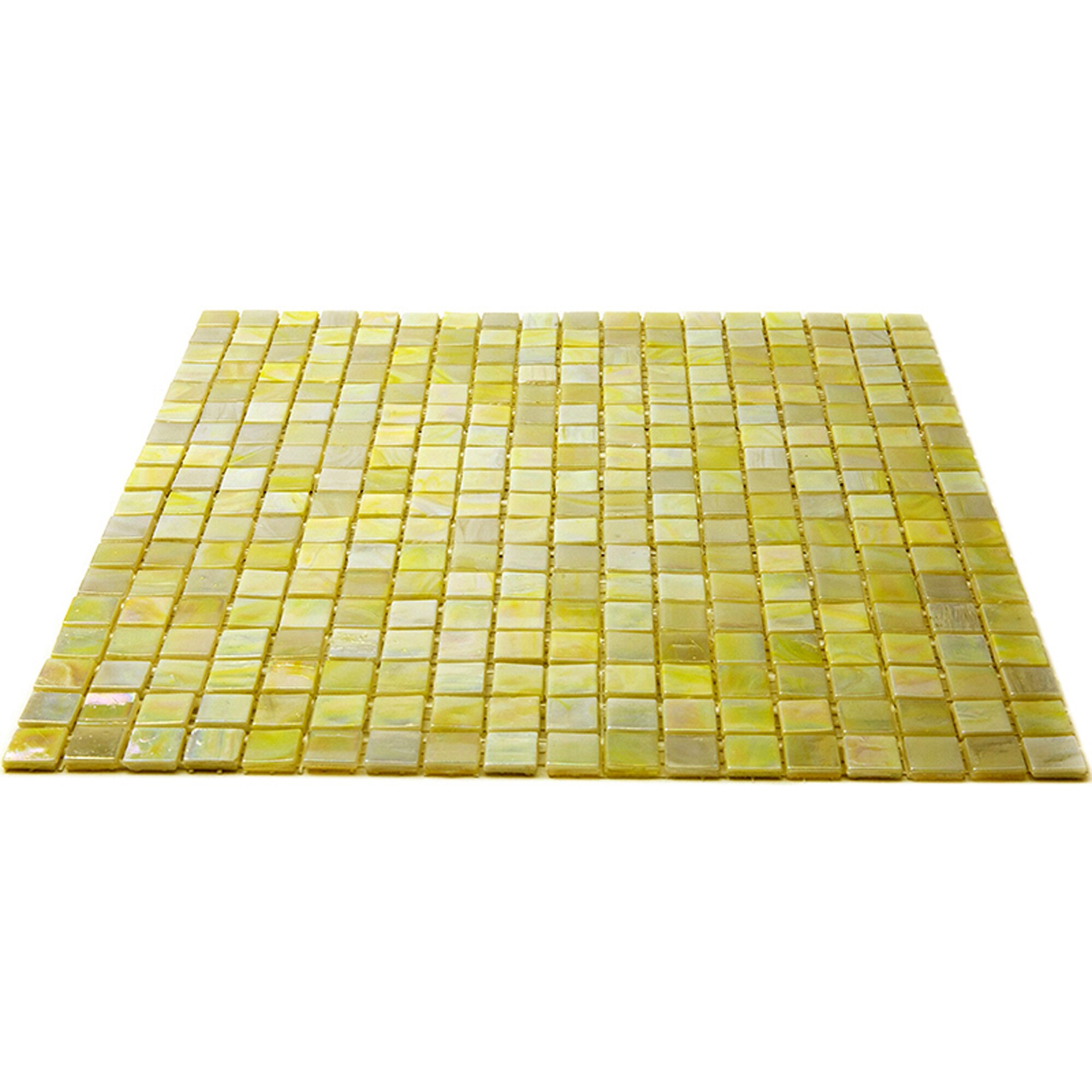 11.6" Glossy Iridescent Yellow and Gold Glass Mosaic Tile