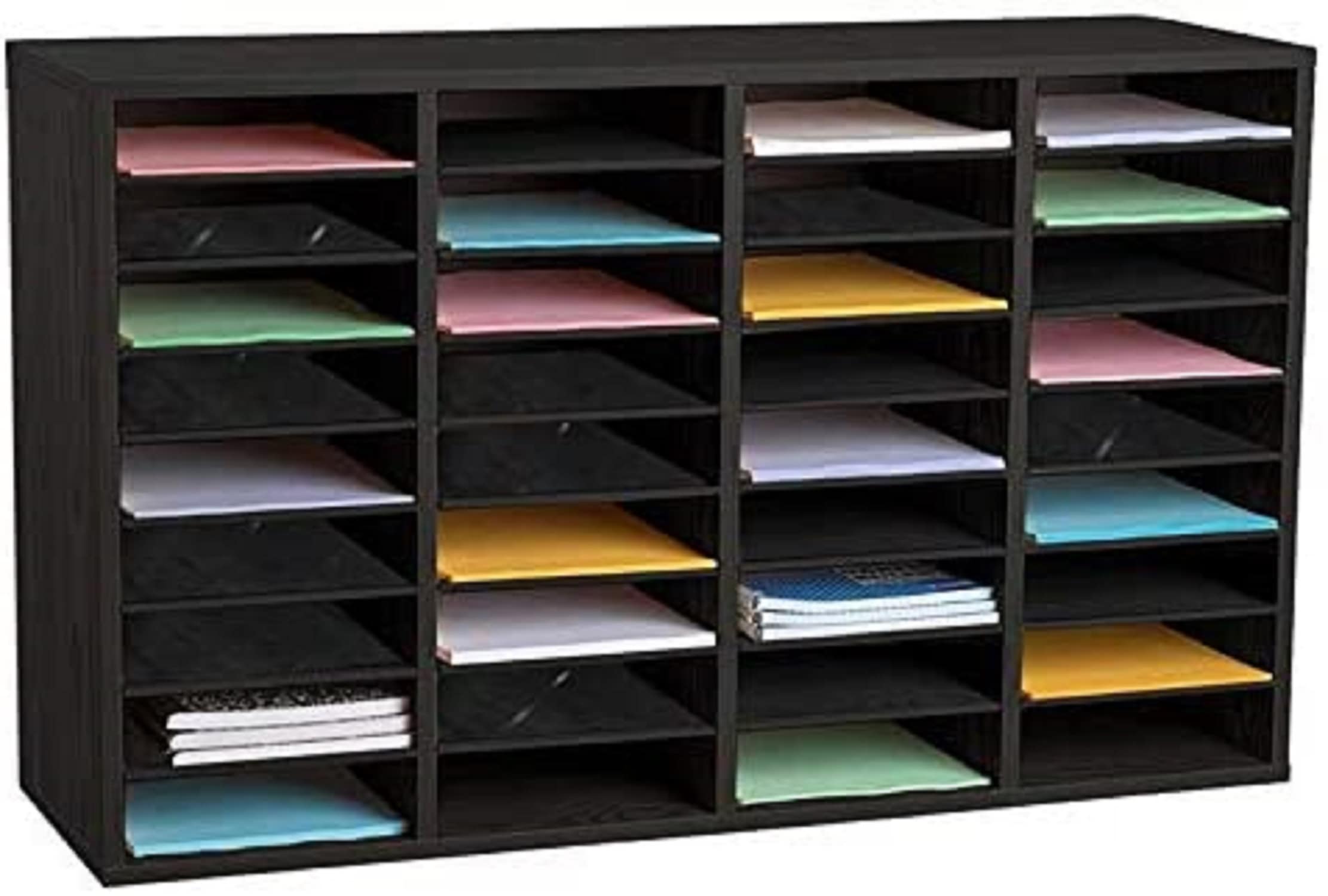 AdirOffice 500-36-BLK-KIT1 36-Compartment Black MDF File Organizer