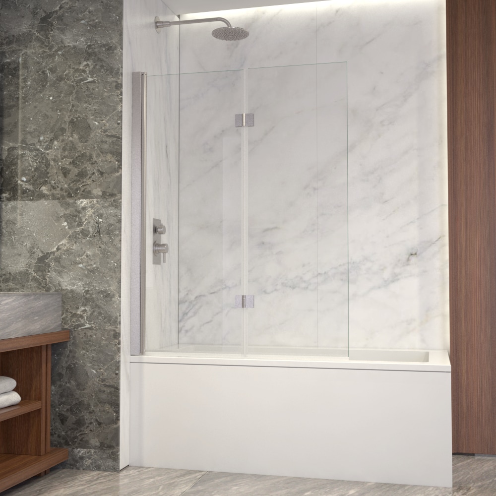 LuxWay SB0506-LUX-11 Flora Brushed Nickel 42-in to 42-1/2-in W x 55-in H Frameless Bifold Bathtub door
