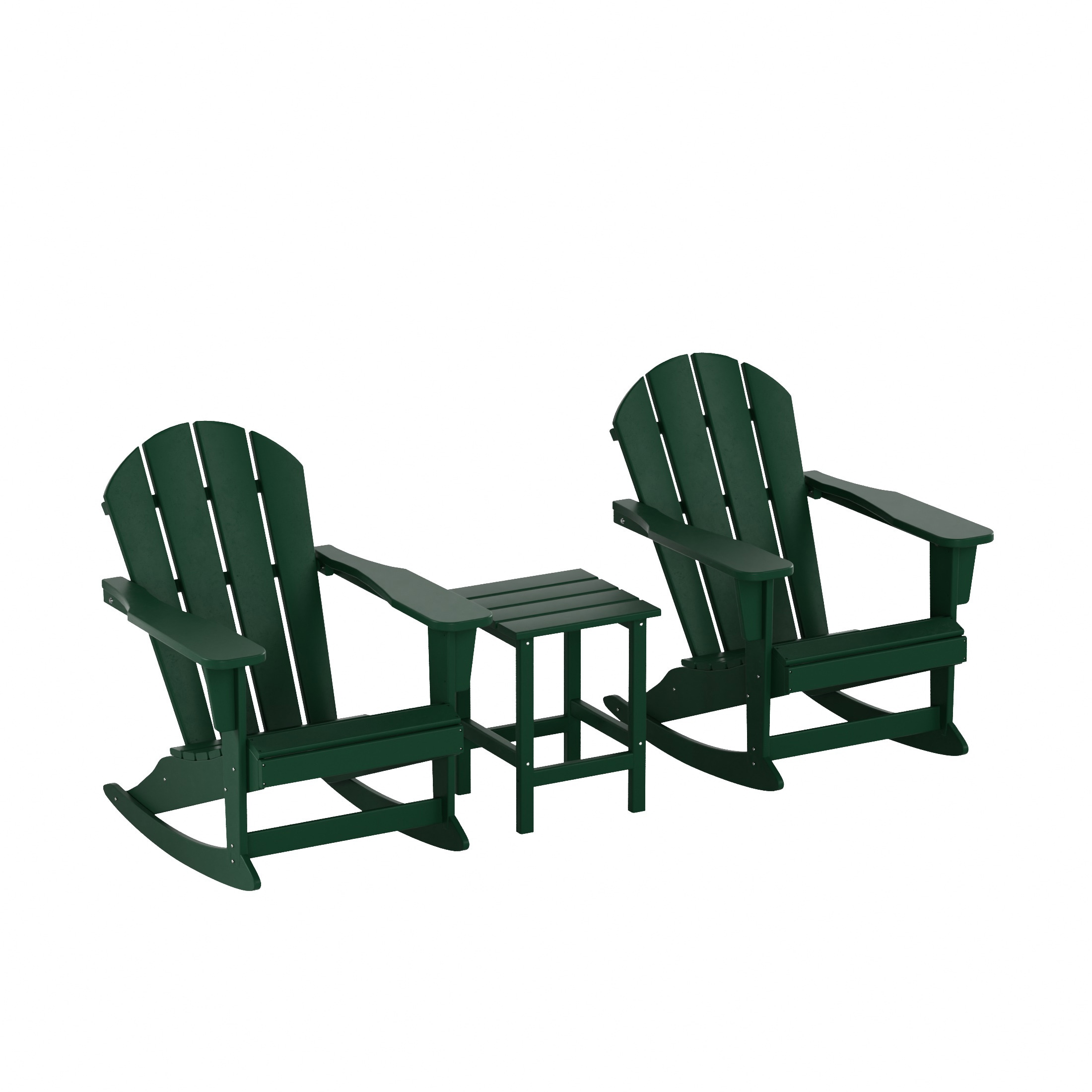 Westin Furniture 2001-RC-DKGR3 Laguna Set of 2 Dark Green HDPE Frame Rocking Chair with Slat Seat