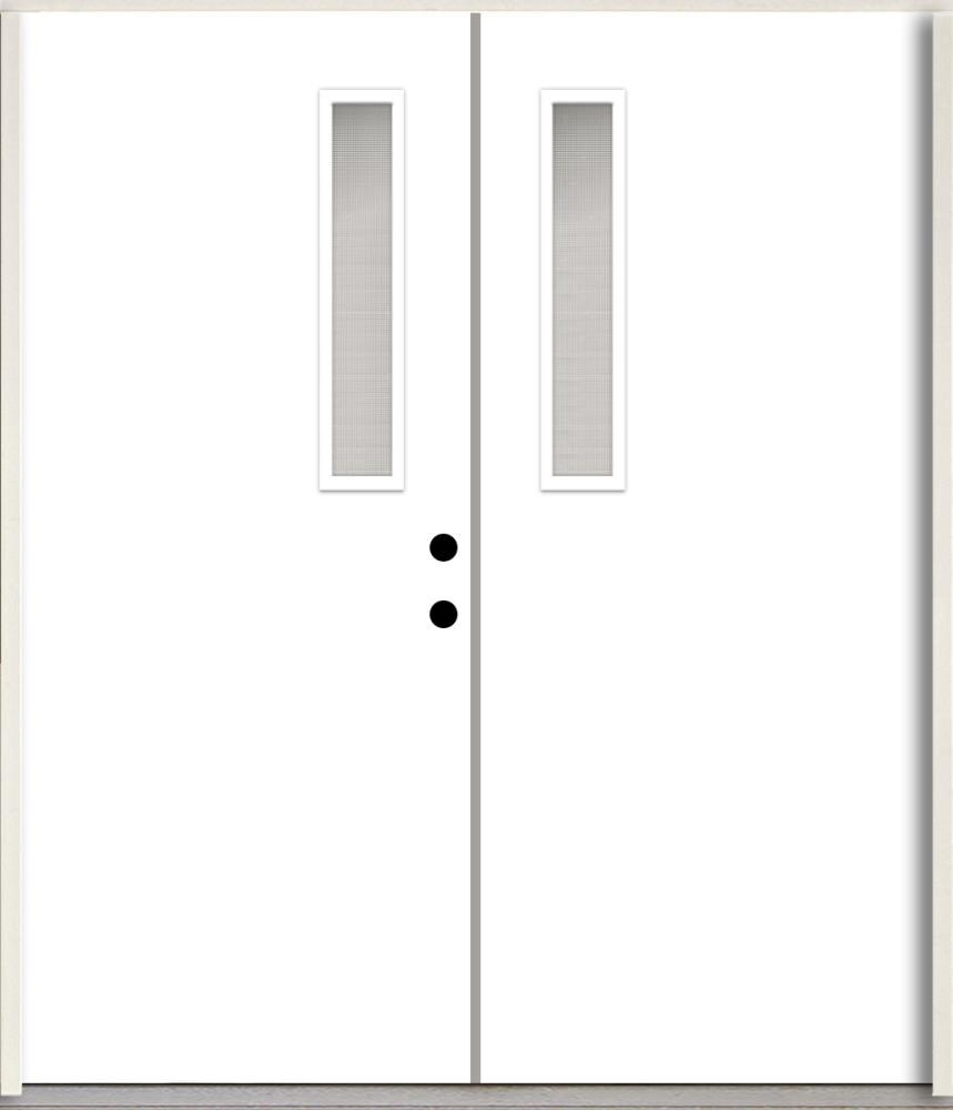 RELIABILT LO1063776 Spotlights 64-in x 80-in x Fiberglass 1/4 lite Left-hand inswing Modern White Paint Painted Prehung Double Front Door Insulating core
