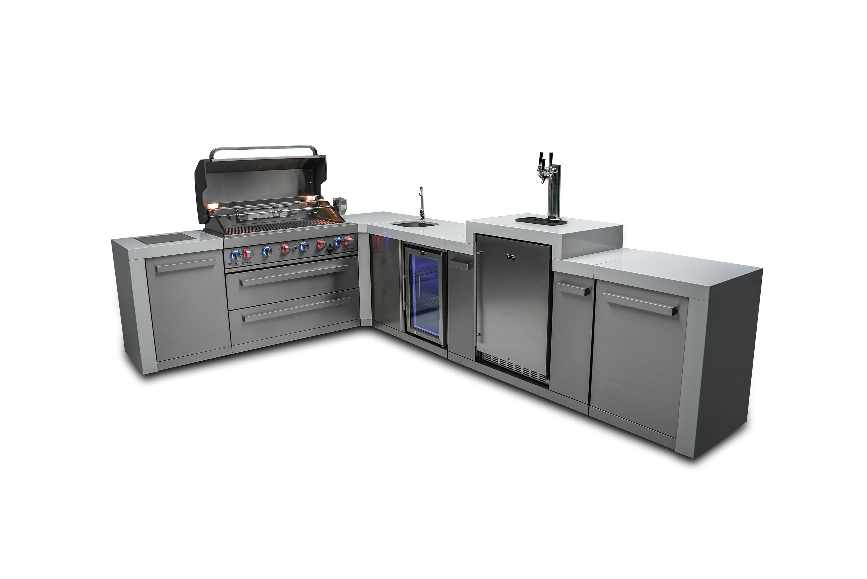 Mont Alpi MAI805-D90KEGBEV 805 Deluxe Series 6 -Piece 94-in W x 23-in D x 46-in H Modular Outdoor Kitchen Grill with bar/counter top 8 Burners