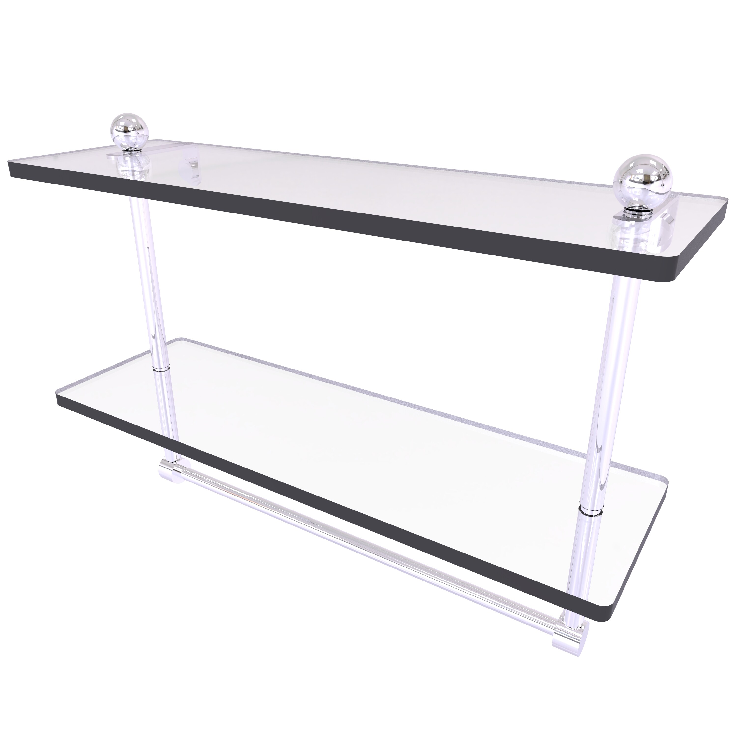 Allied Brass PR-2/16TB-PC Prestige Regal Polished Chrome 2 -Tier Wall mount Bathroom Shelf ( 16-in x 12-in x 5-in )