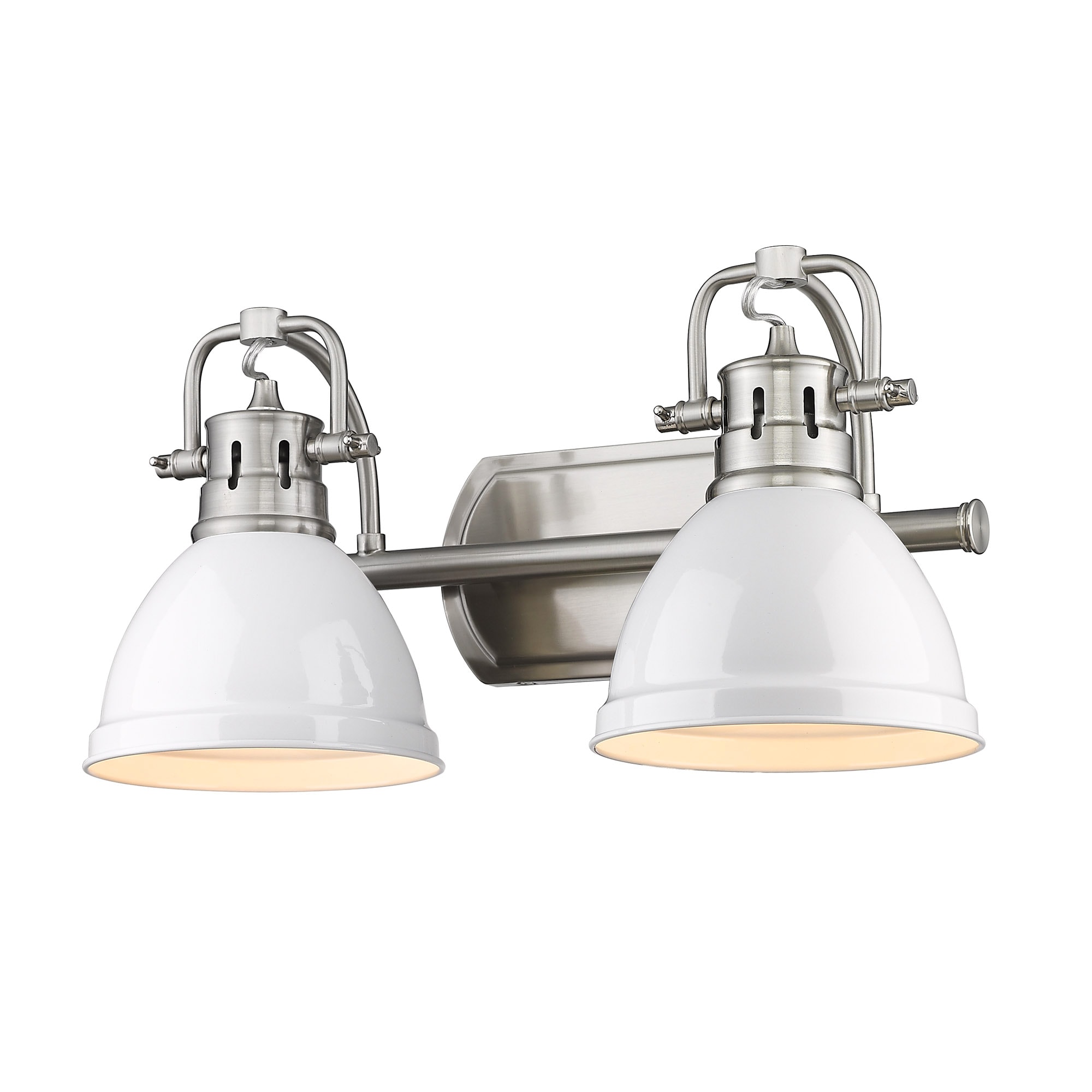 Golden Lighting 3602-BA2 PW-WH Duncan 16.5-in 2 -Light Polished White Industrial Vanity light
