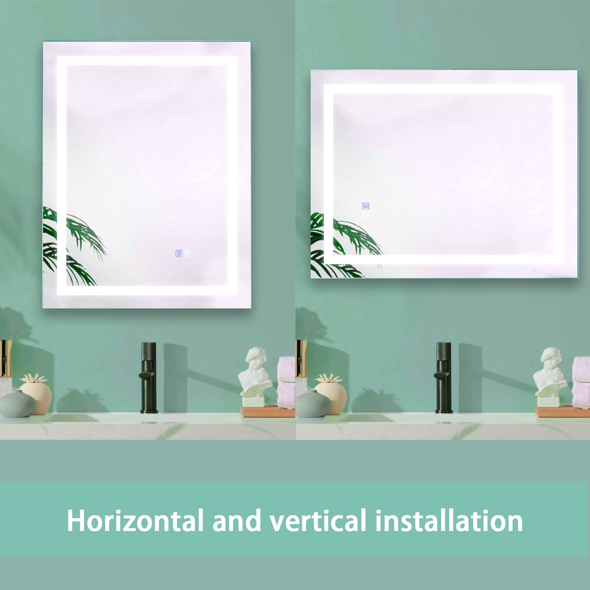 CASAINC Frameless LED bathroom mirror 36-in x 30-in Frameless Dimmable ...