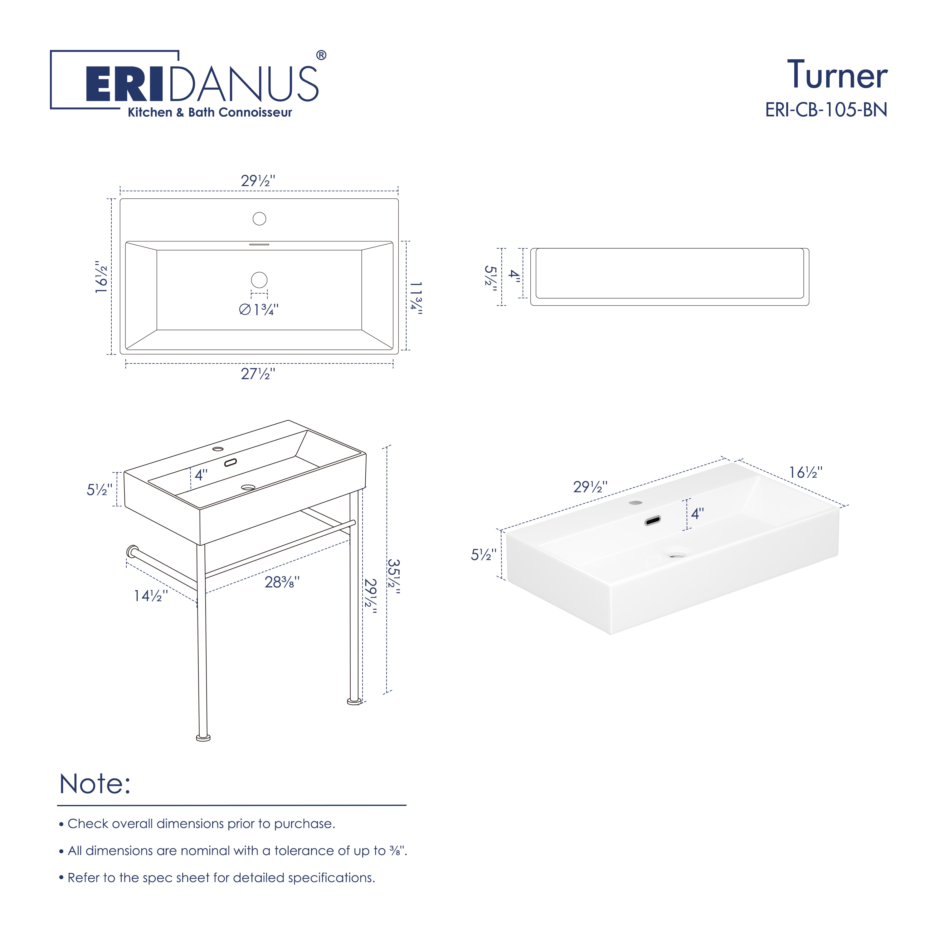 Eridanus ERI-CB-105-BN Console-Sinks - View #2