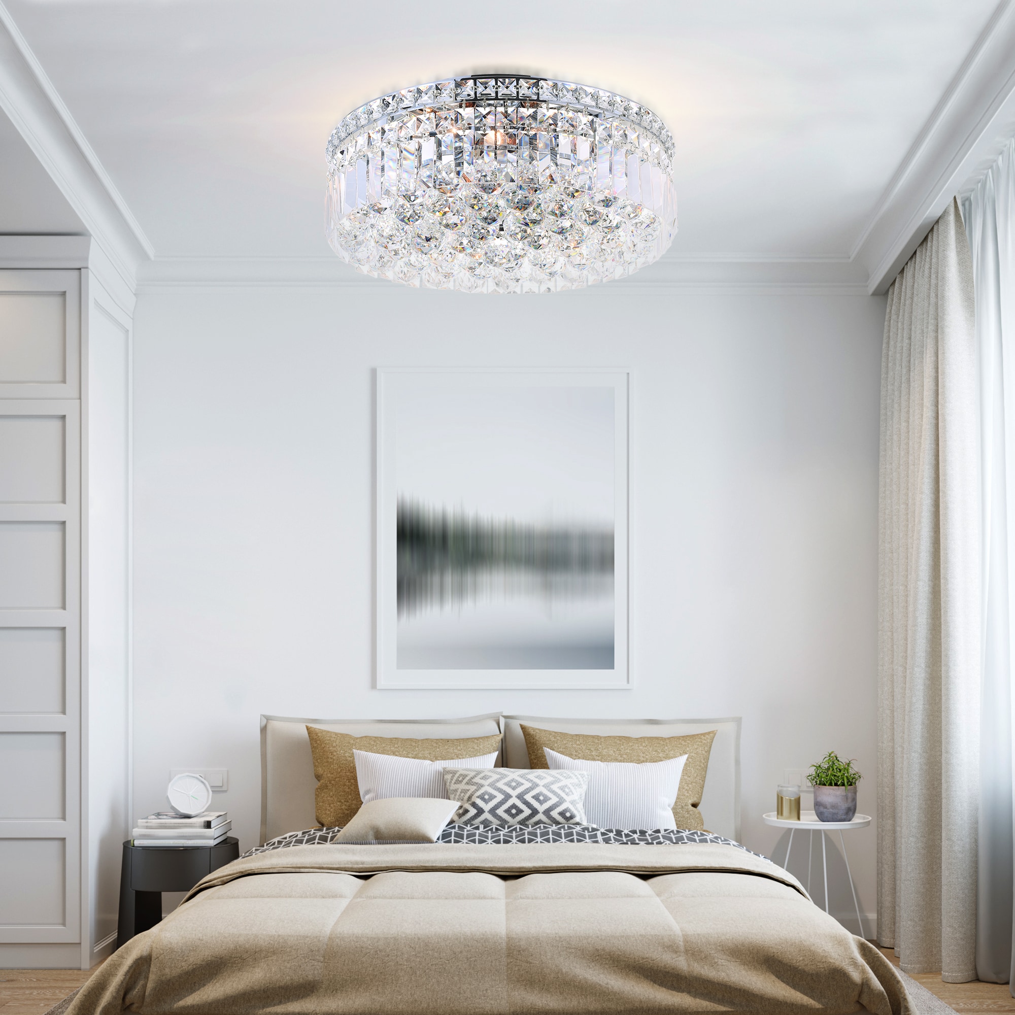 CWI Lighting 8005C14C-R Colosseum 4 -Light 14.0-in Chrome Flush Mount Light