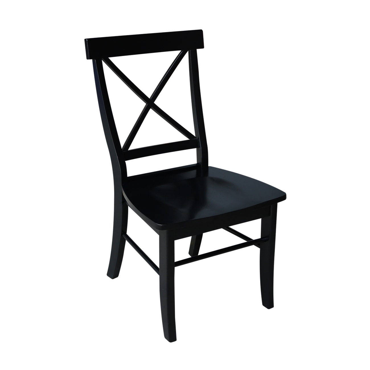Elegant High-Back Cross Solid Parawood Side Chair in Black - Set of 2