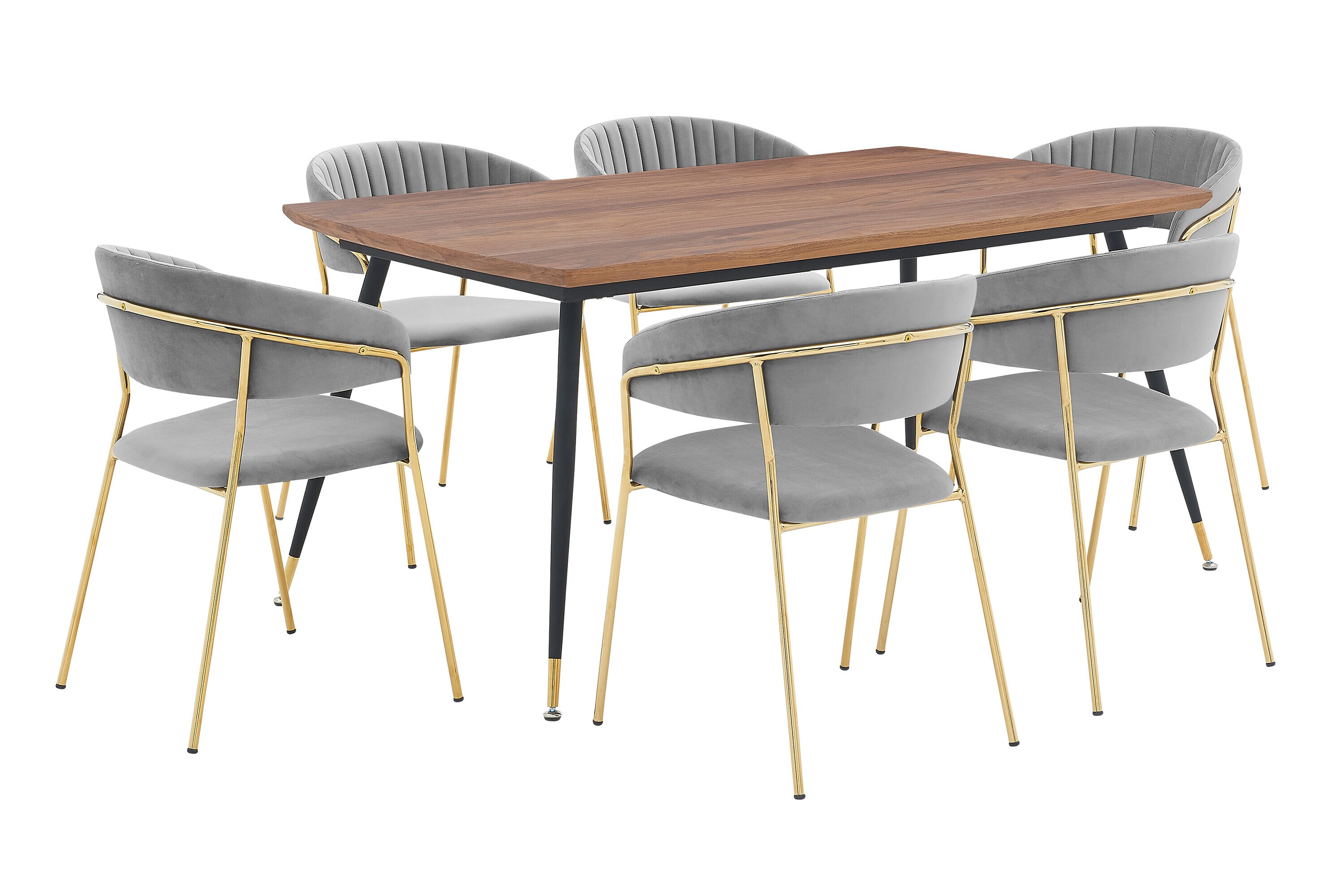 Armen Living SETMSDIGRY7F Walnut Contemporary/Modern Dining Room Set with Round Table (Seats 6)