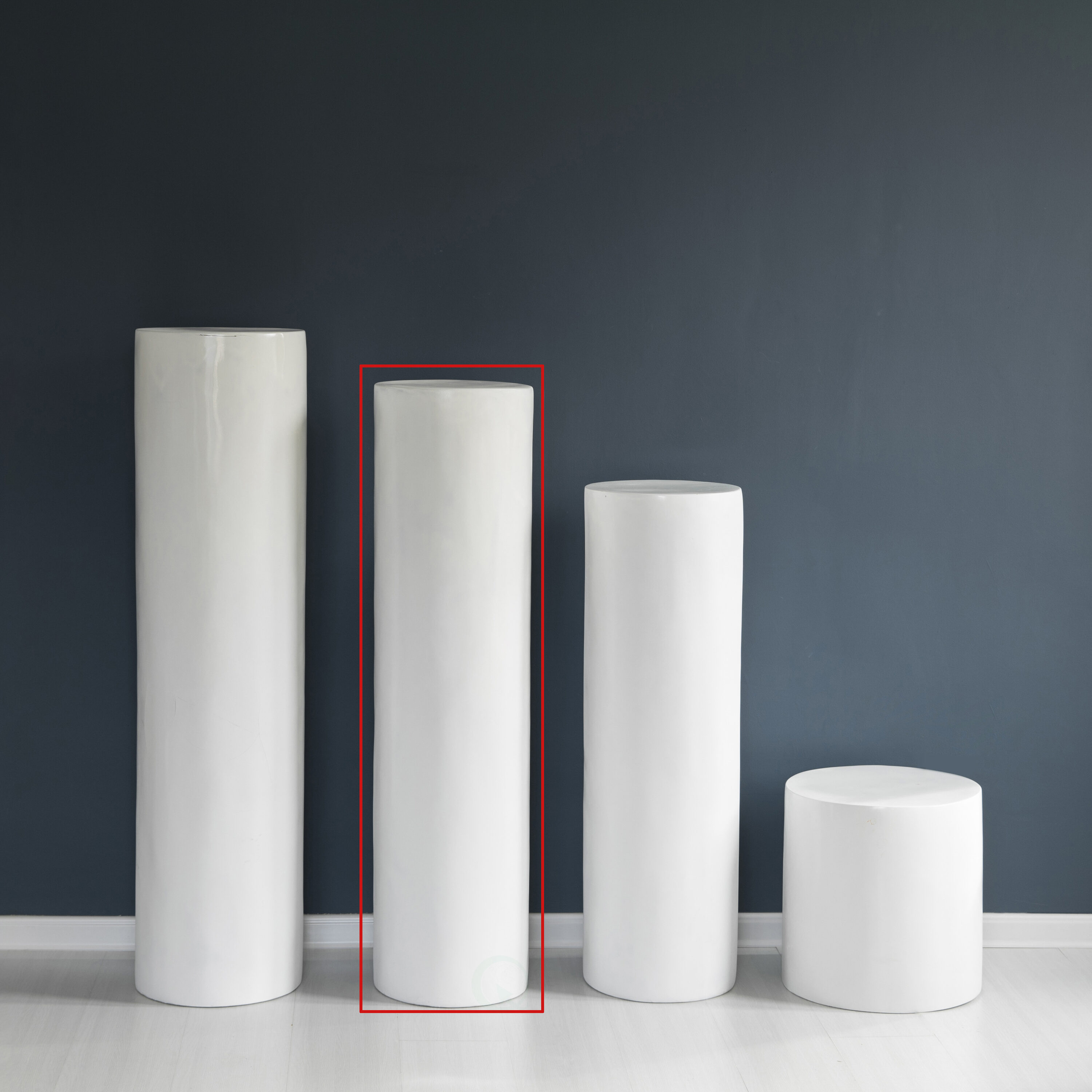 Tall White Fiberglass Cylinder Pedestal Stand for Floral Arrangements