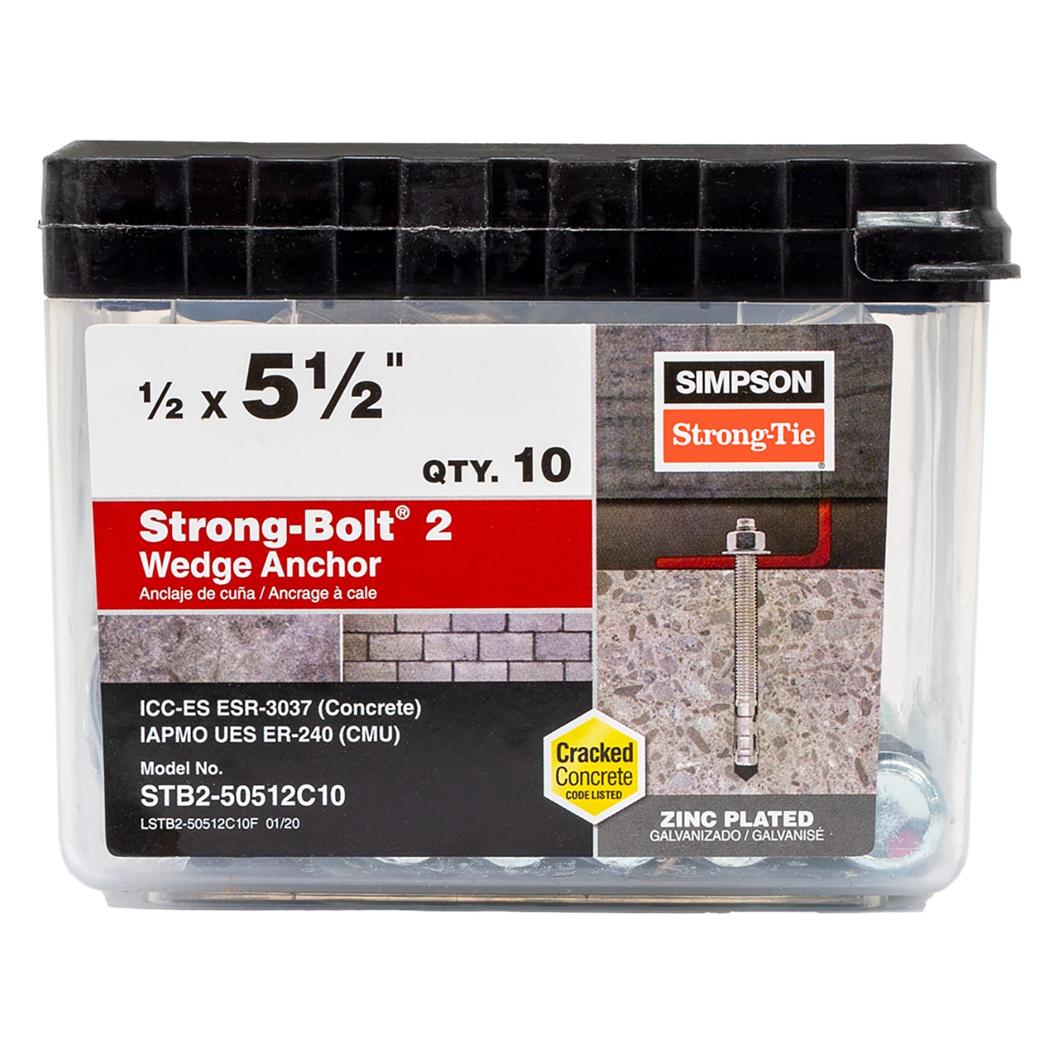 Simpson Strong-Tie STB2-50512C10 1/2-in x 5-1/2-in Concrete Wedge Anchors 10 -Pack