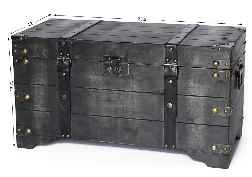 Vintiquewise 1-Quart Black/Wood Storage Trunk in the Storage Trunks  department at