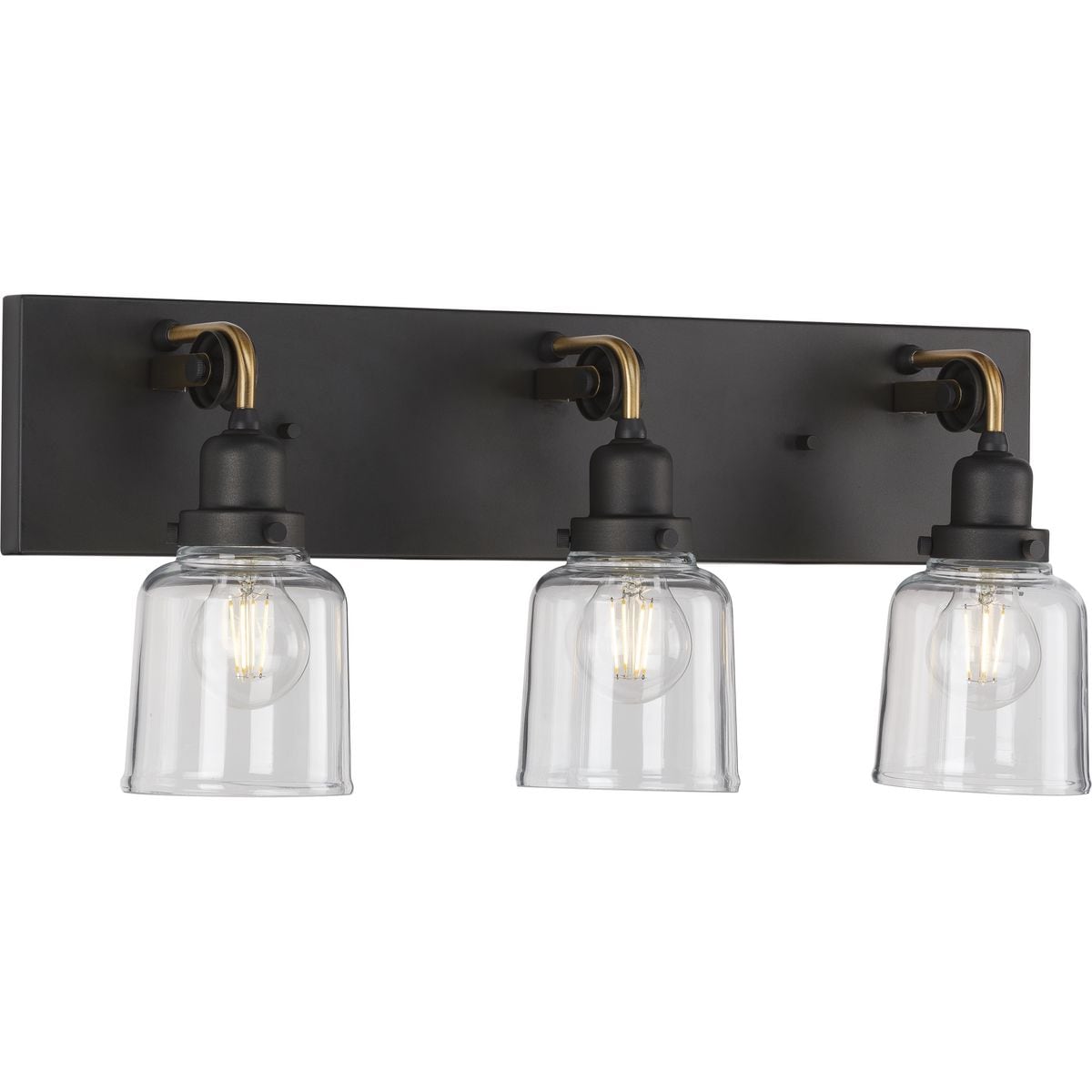 Progress Lighting Rushton 24-in 3-Light Black Farmhouse Vanity Light ...