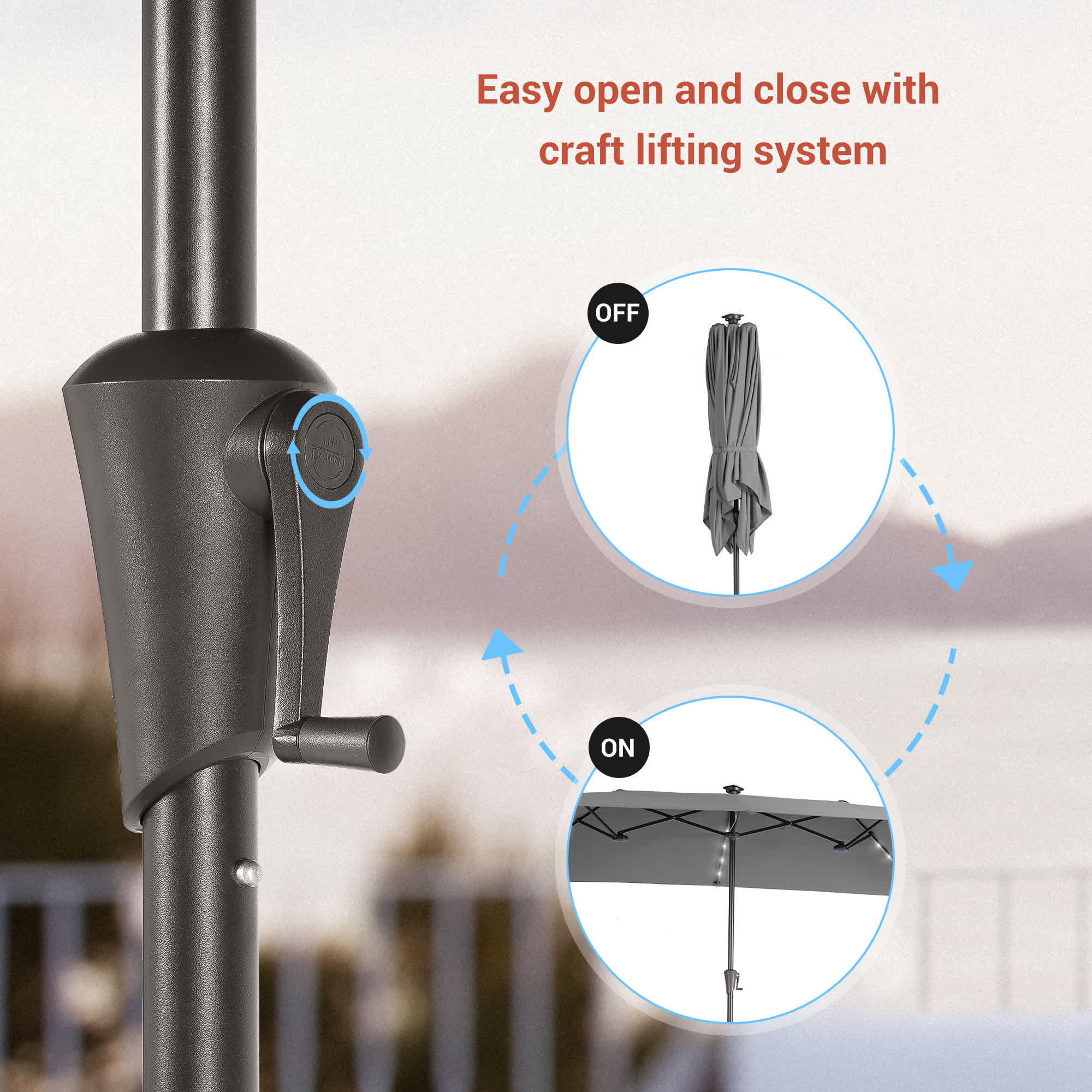 Aok Garden LWP-SM-LED328GY Umbrellas-2 - View #7
