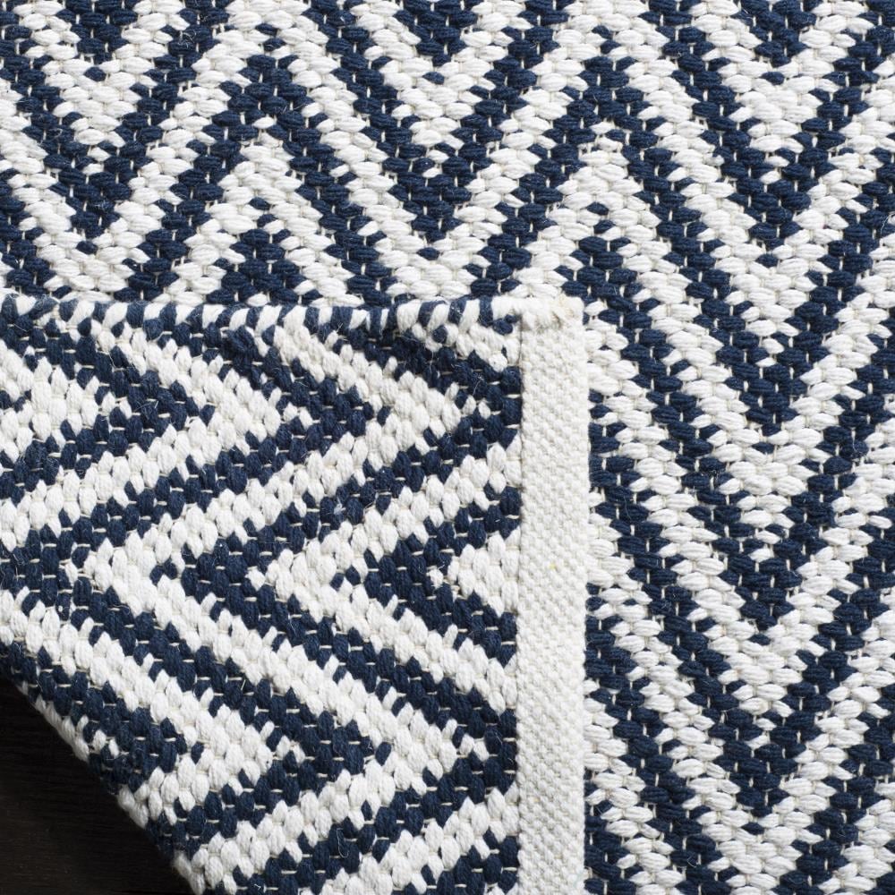 Navy/Ivory Chevron Cotton Flat Woven Area Rug