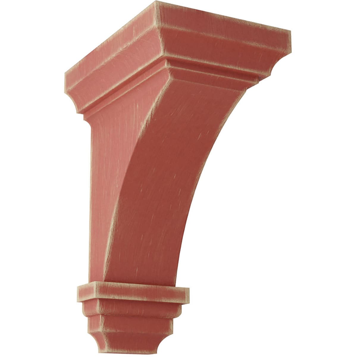 Ekena Millwork CORWD04X04X08JERD 4-in x 4.75-in x 8-in Vintage Decor Finished Rubberwood Red Wood Paintable/Stainable Corbel