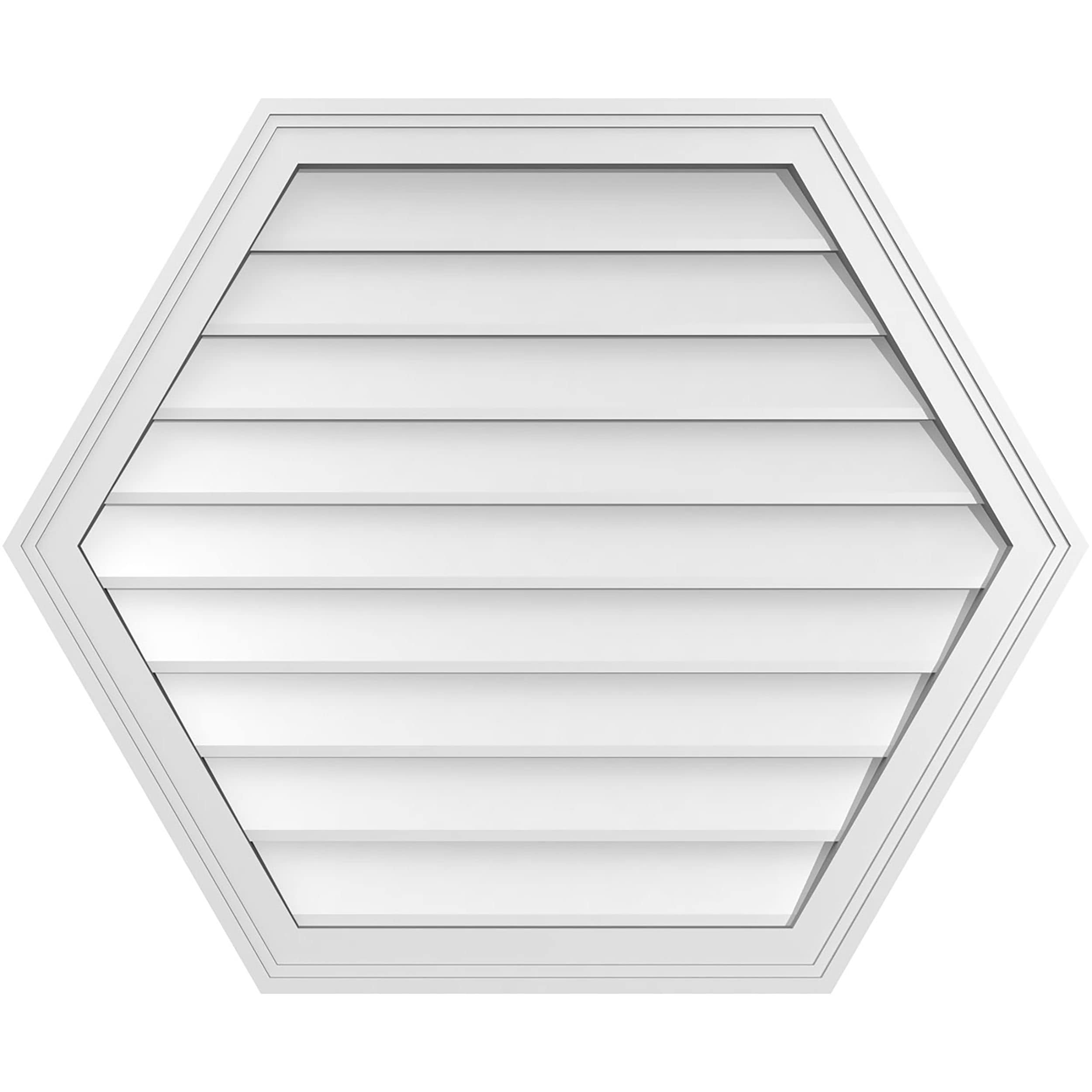 Ekena Millwork GVPHP34X2802SN 34-Inches x 28-Inches Off-white Peaked PVC Gable Louver Vent