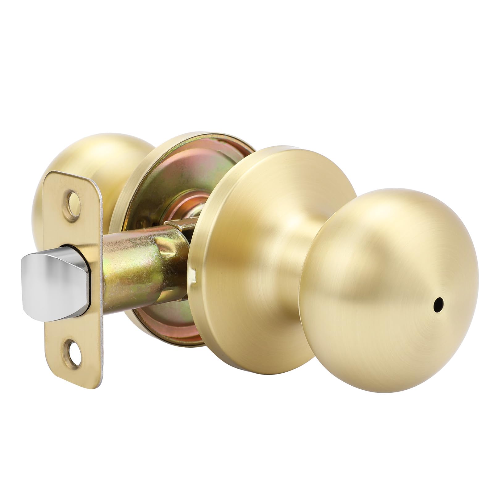 SenQWFa  Brushed Gold Privacy Door Knob for Bedroom or Bathroom Modern Interior Door Knobs with Lock Adjustable Fit Stainless Steel Durable 1 Pack
