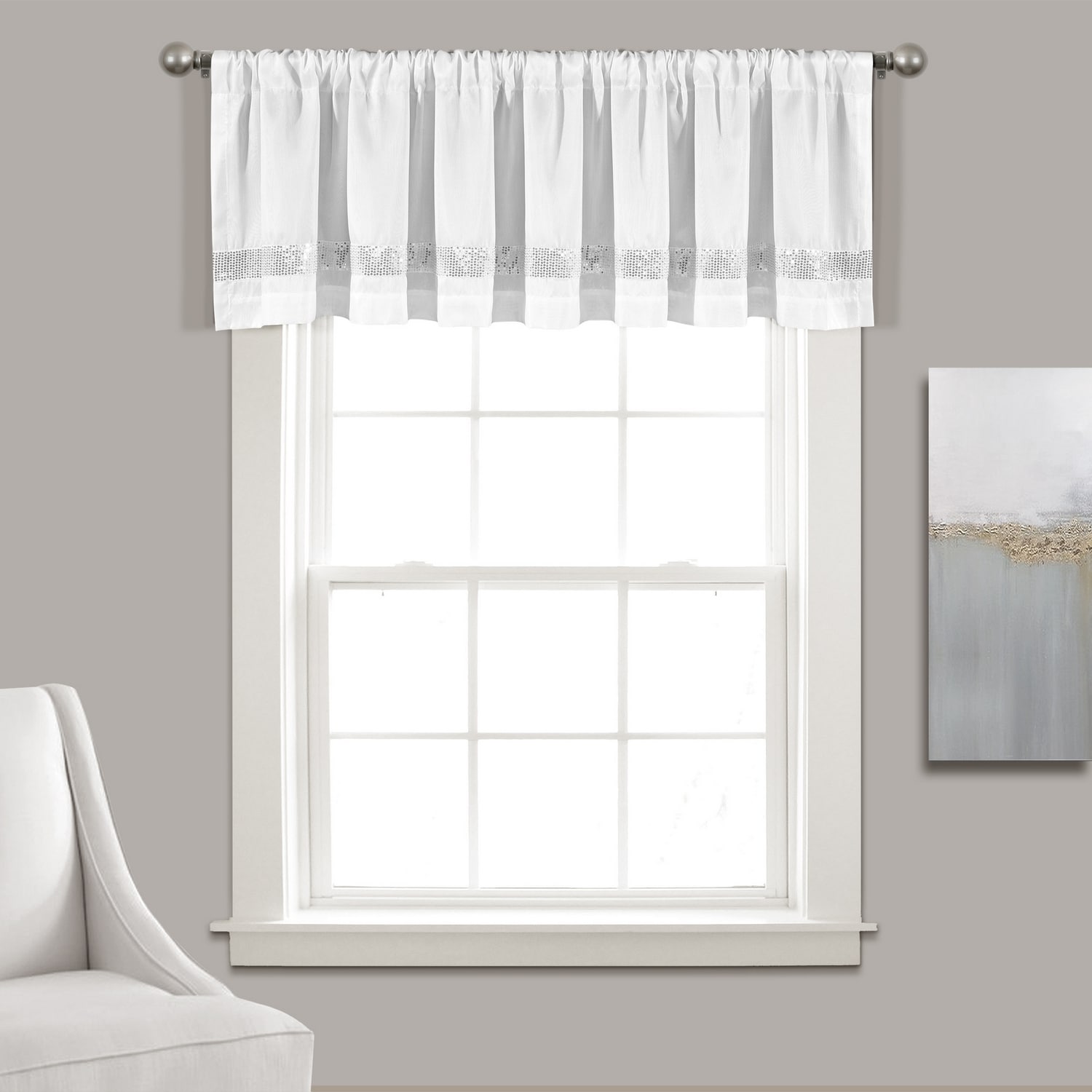 Lush Decor 18-in White Polyester Rod Pocket Valance at Lowes.com