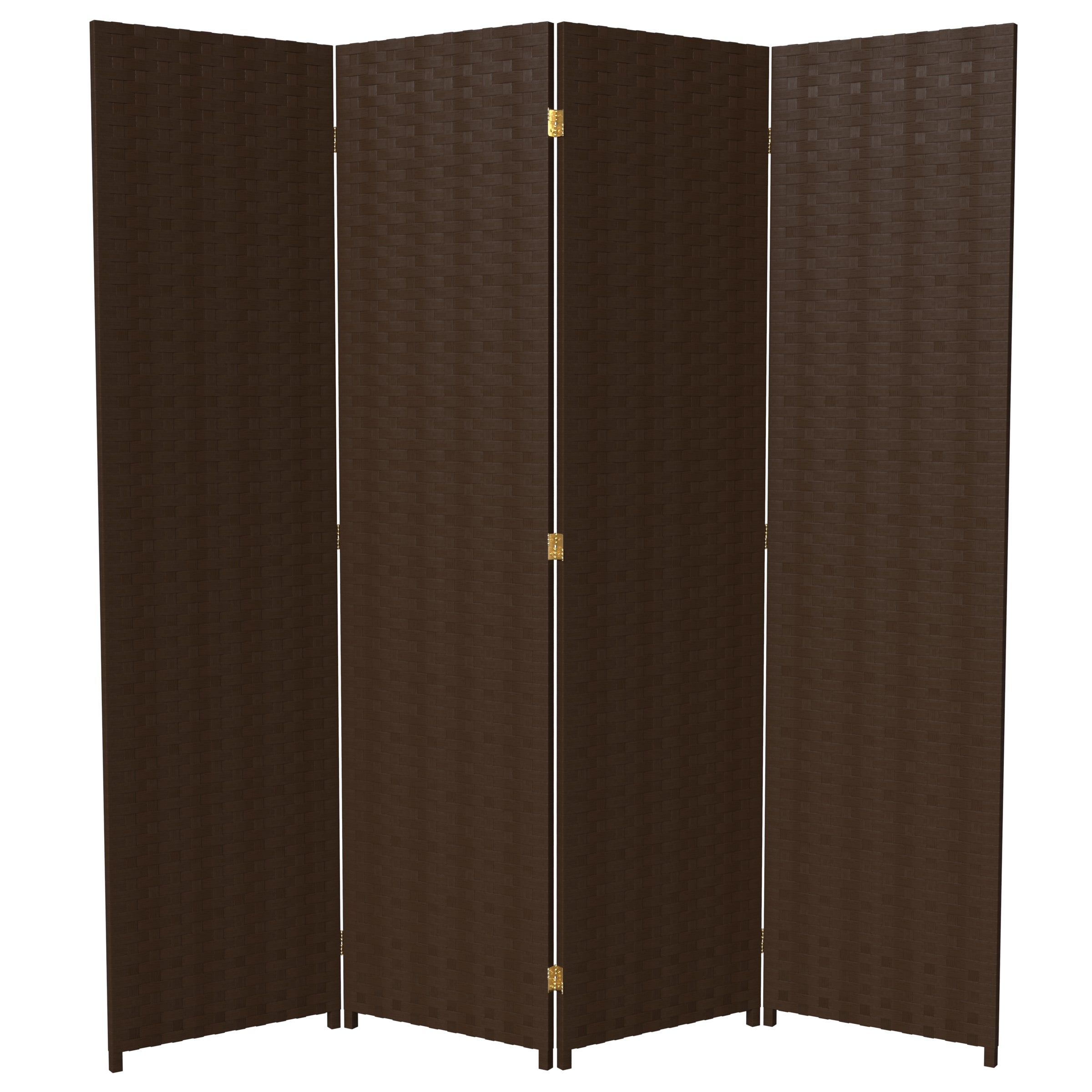 Oriental Furniture SSFIBER-4P-DMOC 4 -Panel Dark mocha Rattan Folding Transitional Style Room Divider