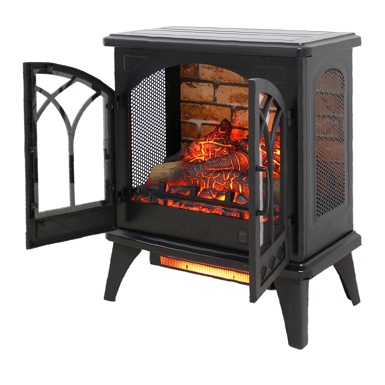 SINOFURN 23.7-in W Black LED Corner or Flat Wall Electric Fireplace ...