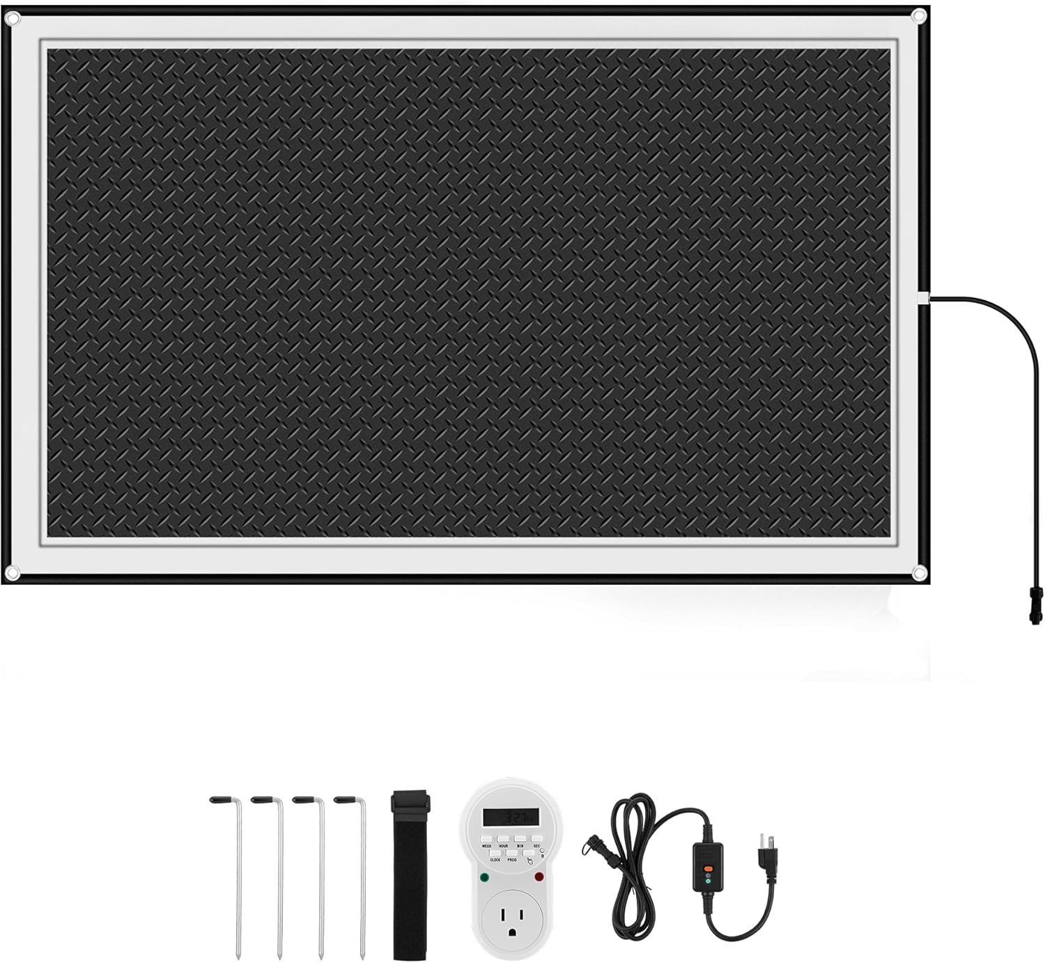 Silvel KF100253-04 Snow Melting Mats Outdoor 30''×48'' Ice Snow Melting Mats for Winter Entrances No-Slip Heated Outdoor Mats with Outlet Timer and Reflective Strip for Stairs Walkways Doorway Sidewalk 1PC