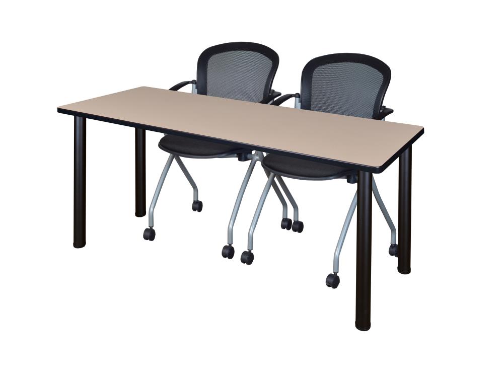 Regency MT6024BEBPBK23BK Training Off-white 4-Person Training Table (60-in W x 29-in H)