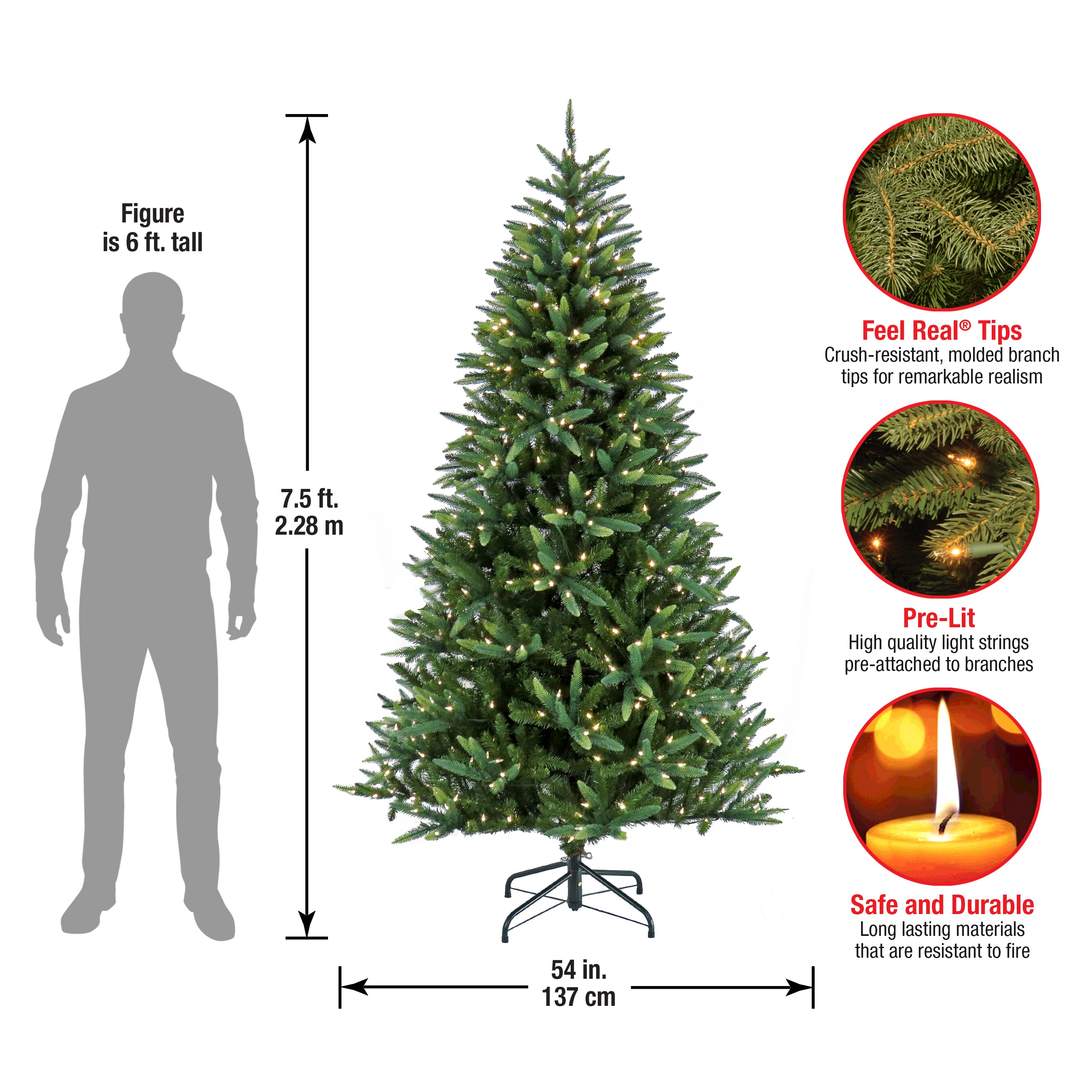 National Tree Company Spada Pine 7.5-ft Pine Pre-lit Artificial ...