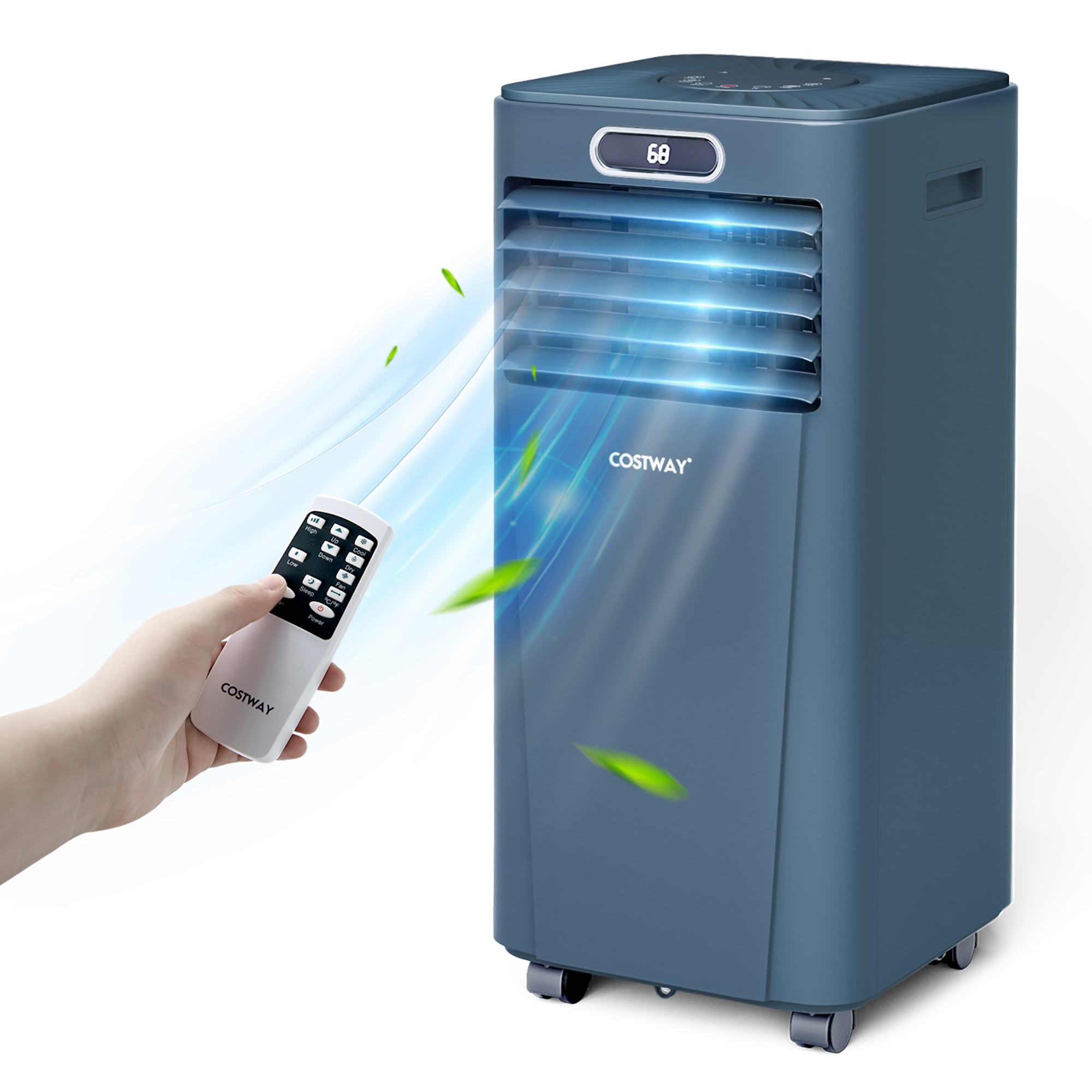 Costway LWS00203 5300 BTU DOE 115-Volt Blue Vented Portable Air Conditioner Remote Control Included 230-sq ft -Cooling