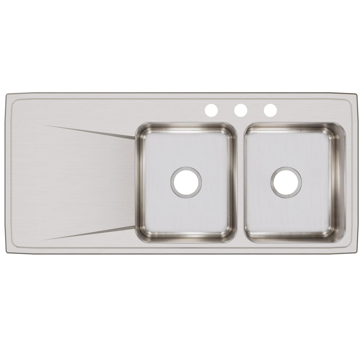 Elkay ILR4822R3 Lustertone Drop-in 48-in x 22-in Stainless steel Double equal bowl 3-Hole 18 -Gauge Kitchen Sink with Drainboard