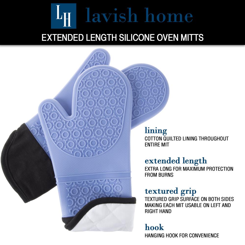 Hastings Home Silicone Oven Mitts - Extra Long Heat Resistant with Quilted  Lining - 1 Pair Blue by Hastings Home in the Kitchen Towels department at
