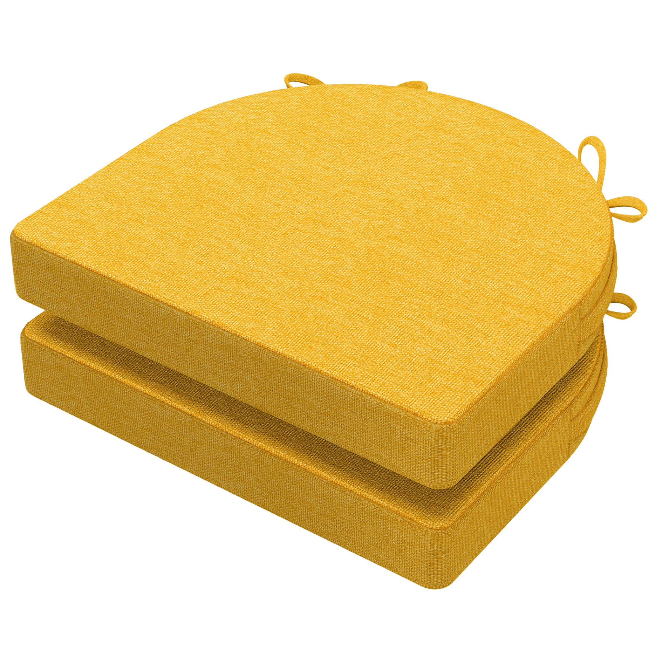AAAAAcessories LS-DCCLU-JHUANG-2P Golden Yellow Solid Chair Cushion