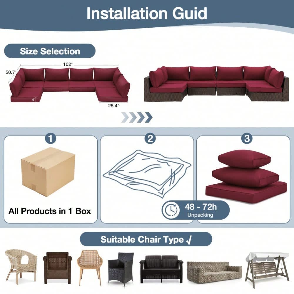 U-HOMY GG-4001WRD-OT Patio-Furniture-Cushions - View #7