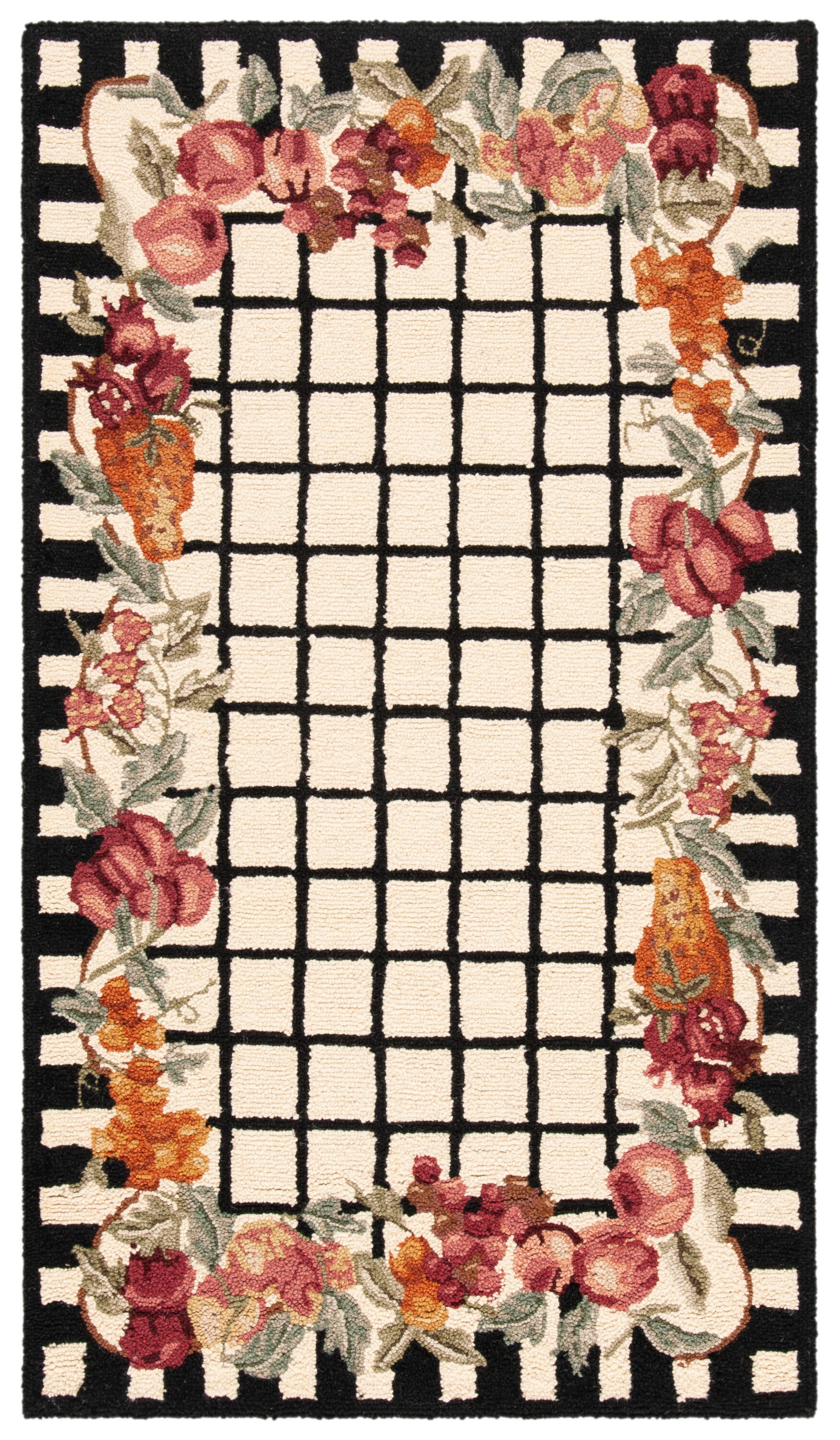 Chelsea Hooked Rug 125A Ivory/Black 3 x 5 Rectangular Area rug