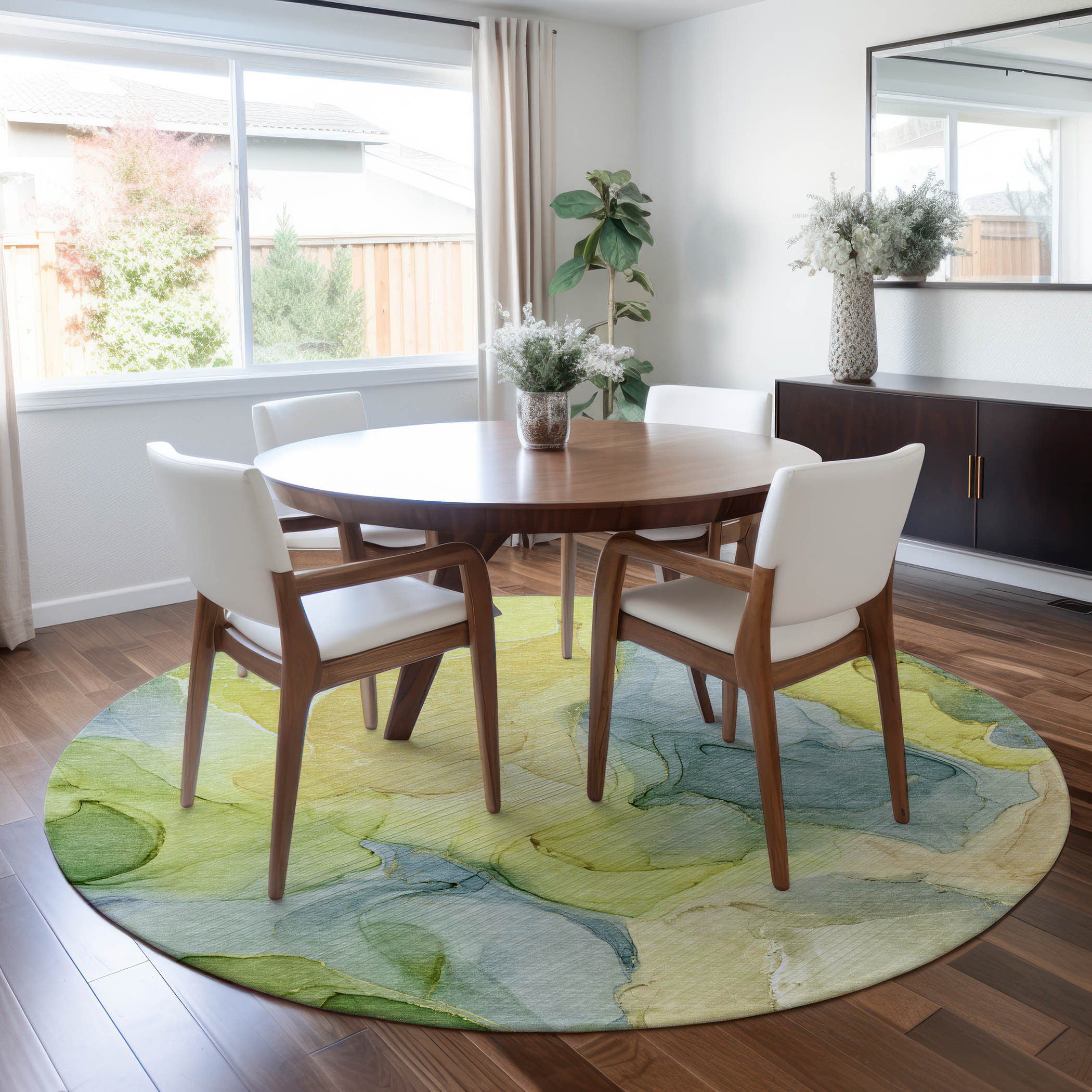 Addison Rugs ACN504YE8RO Chantille ACN504YE 8 x 8 (ft) Polyester Yellow Round Indoor/Outdoor Abstract Machine washable Area rug