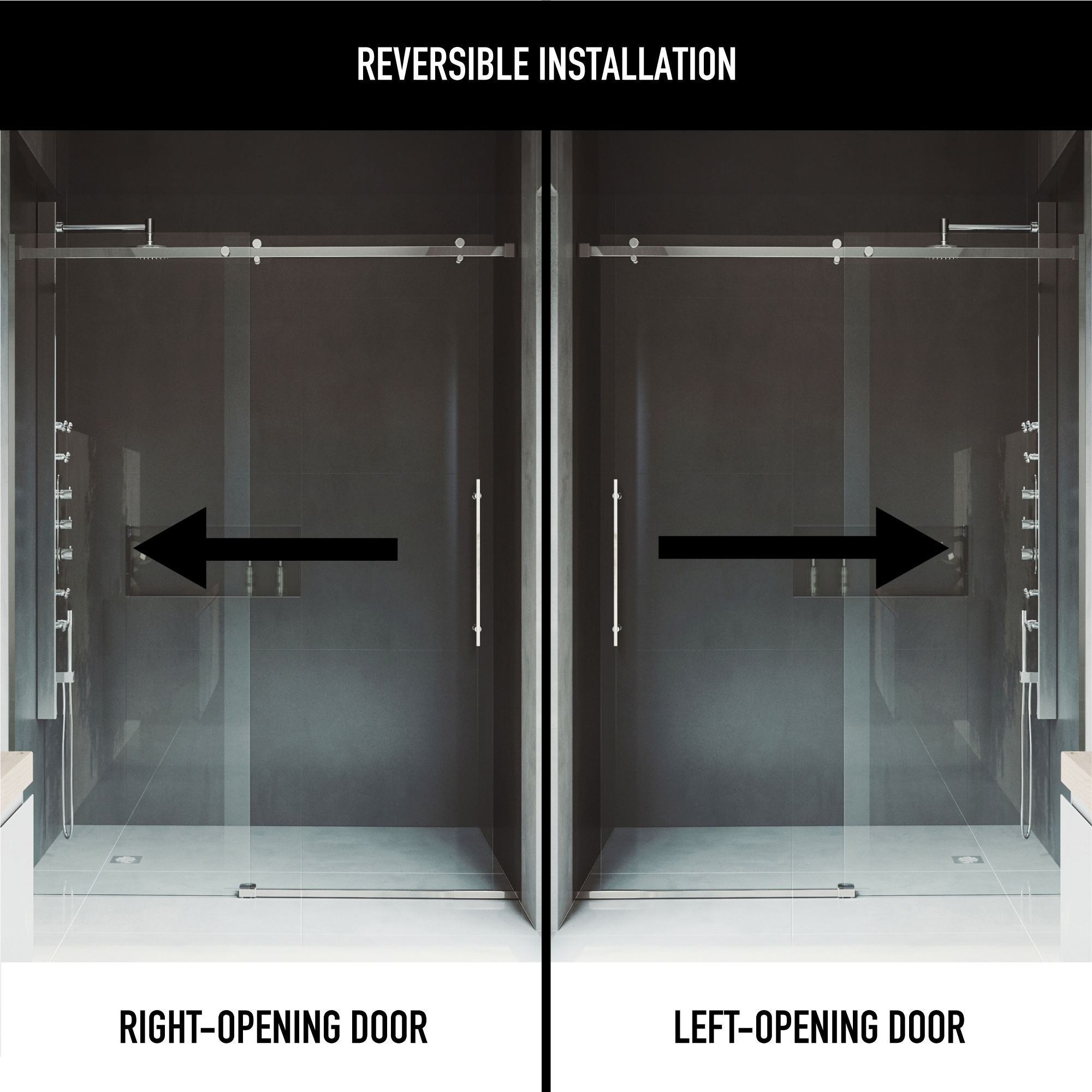 Luca 56-60" Frameless Sliding Shower Door with Clear Glass