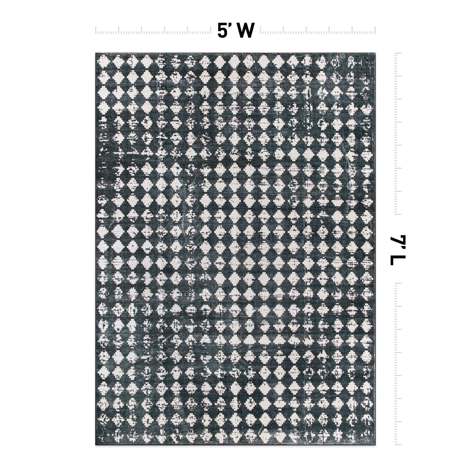 World Rug Gallery WR69BLACK5X7 Stanford 5 x 7 (ft) Flatweave Black Rectangular Indoor Geometric Global Machine washable Pet Friendly Area rug