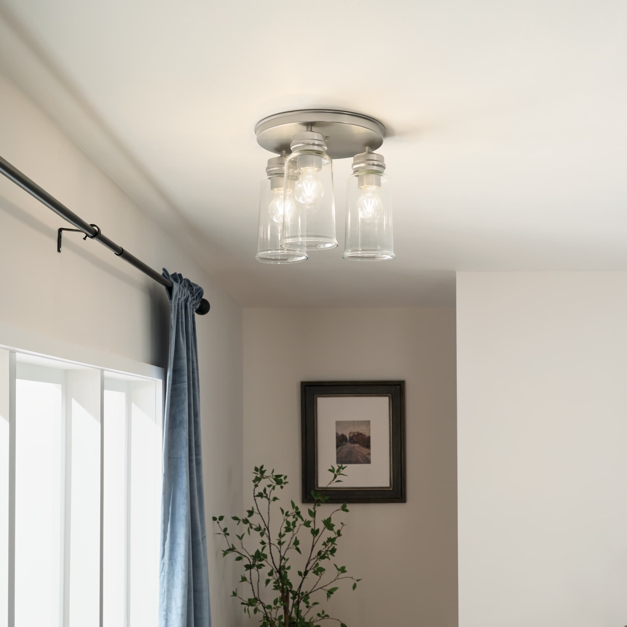 Kichler 38273 Jaylen 3 -Light 13.76-in Brushed Nickel Flush Mount Light
