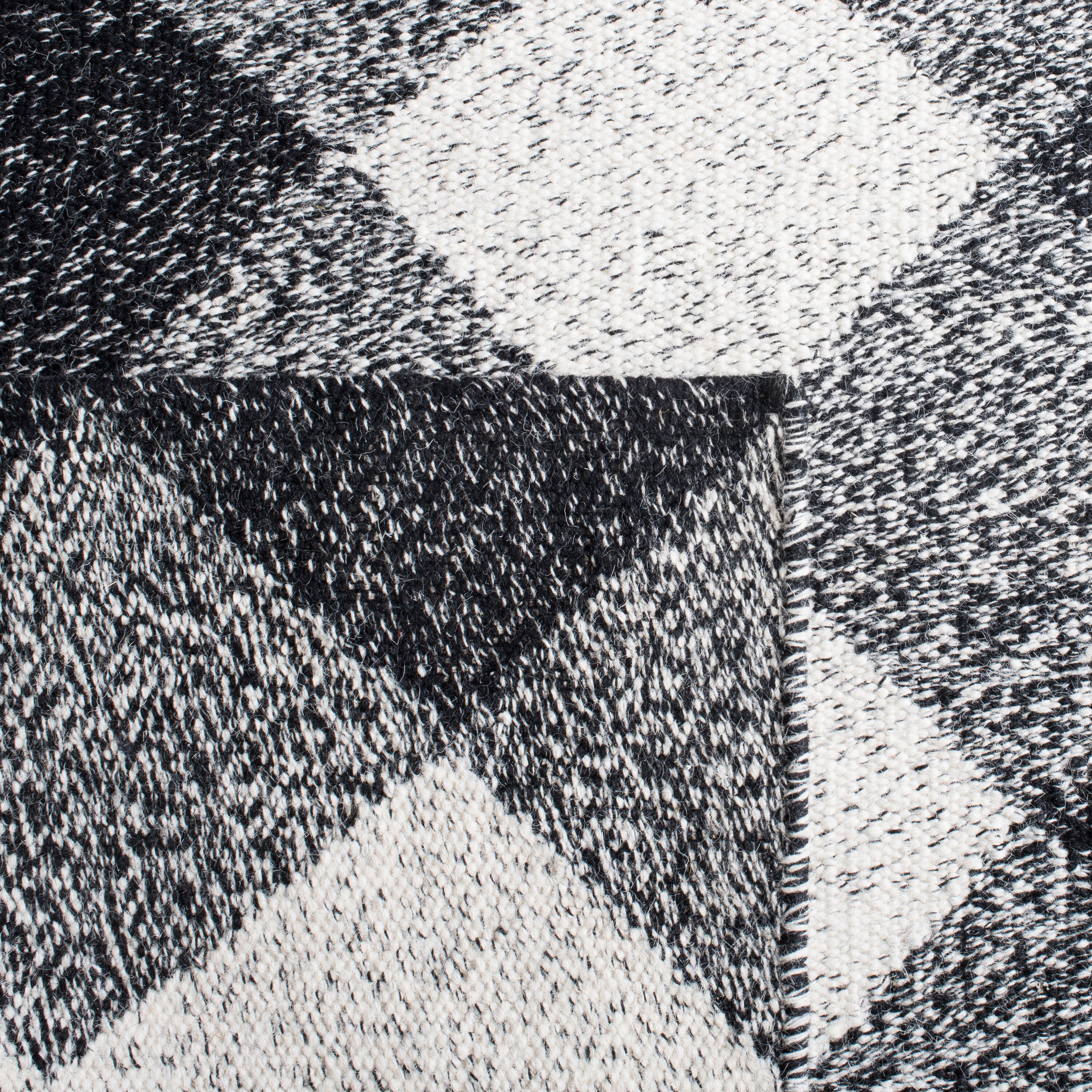Nomadic Essence Handwoven Black & Ivory Wool Runner Rug - 2'3" x 9'