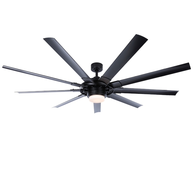 Fanimation Studio Collection Slinger V2, Black Outdoor Ceiling Fan With Light And Remote Control
