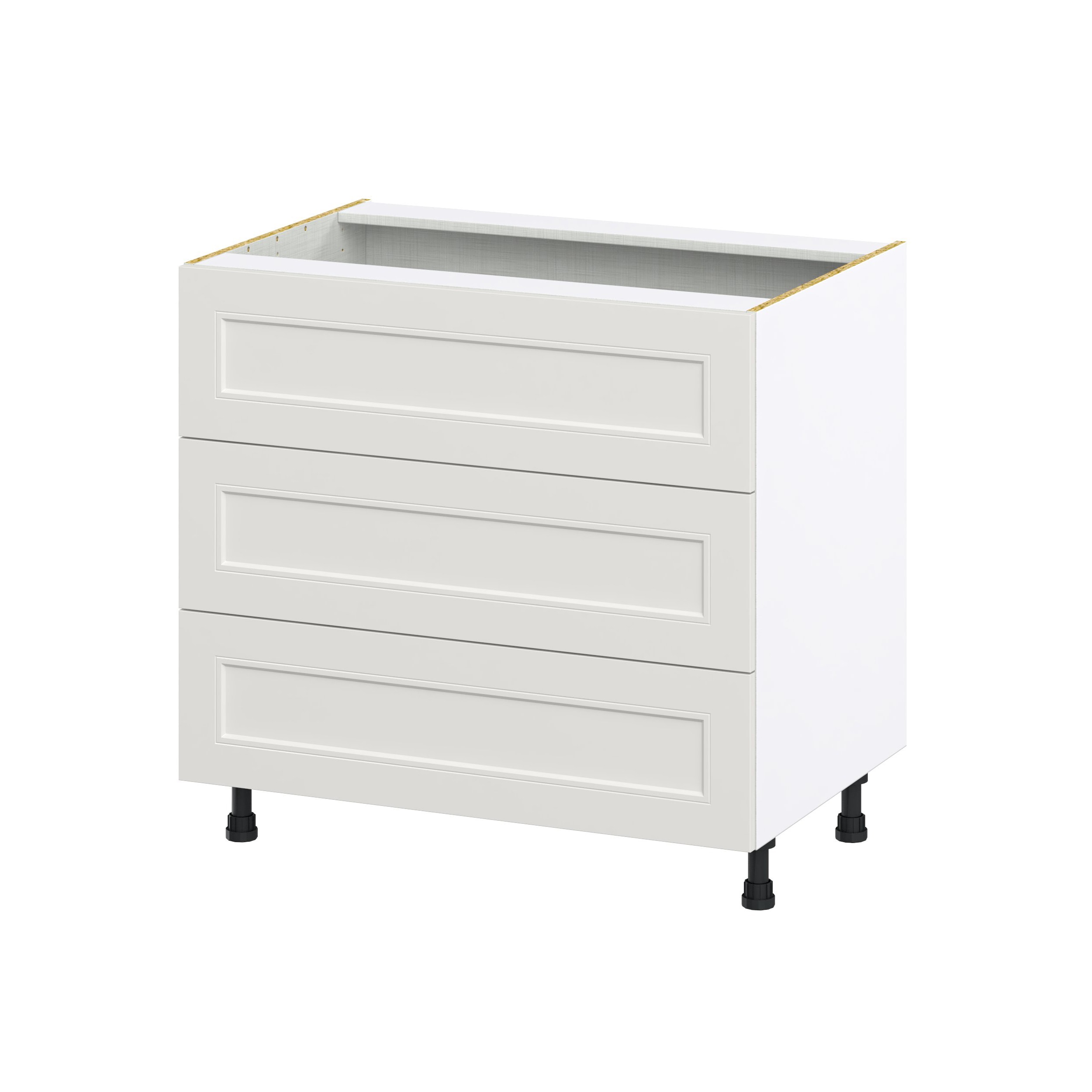 Hugo&Borg Belcourt 36-in W x 34.5-in H x 24-in D Gray Painted 3-Drawer Base Fully Assembled Cabinet (Recessed Panel Style)