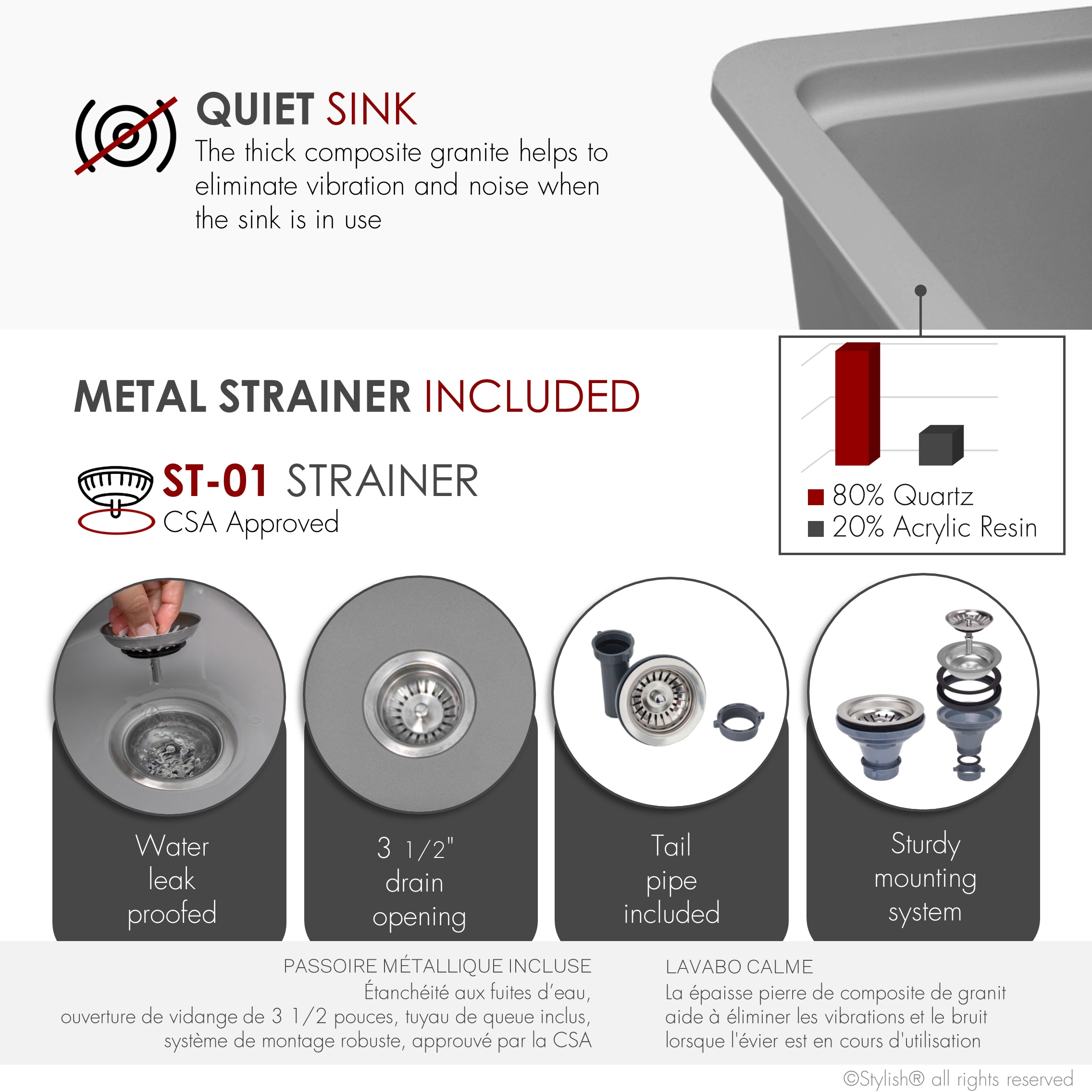 Stylish S-832WL1 Kitchen-Sinks - View #7