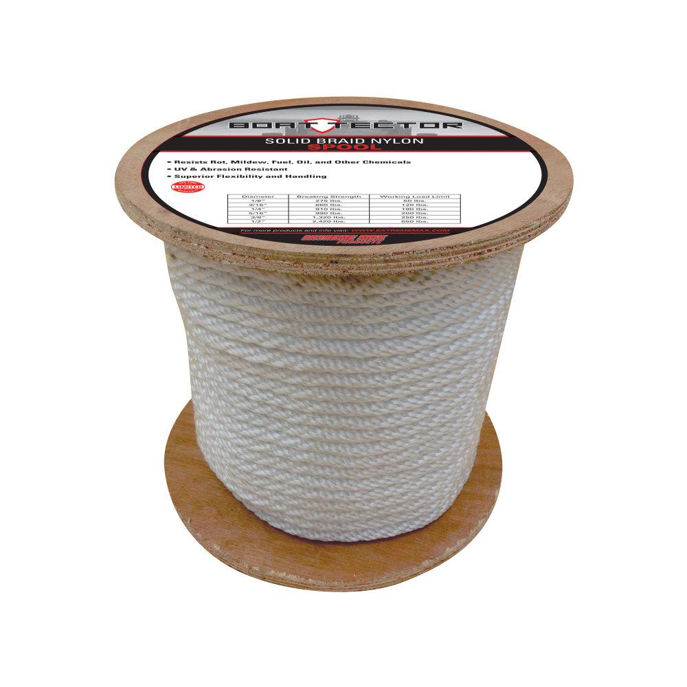 Extreme Max 3006.2204 BoatTector Solid Braid Nylon Rope- 3/8-in x 250-ft, White