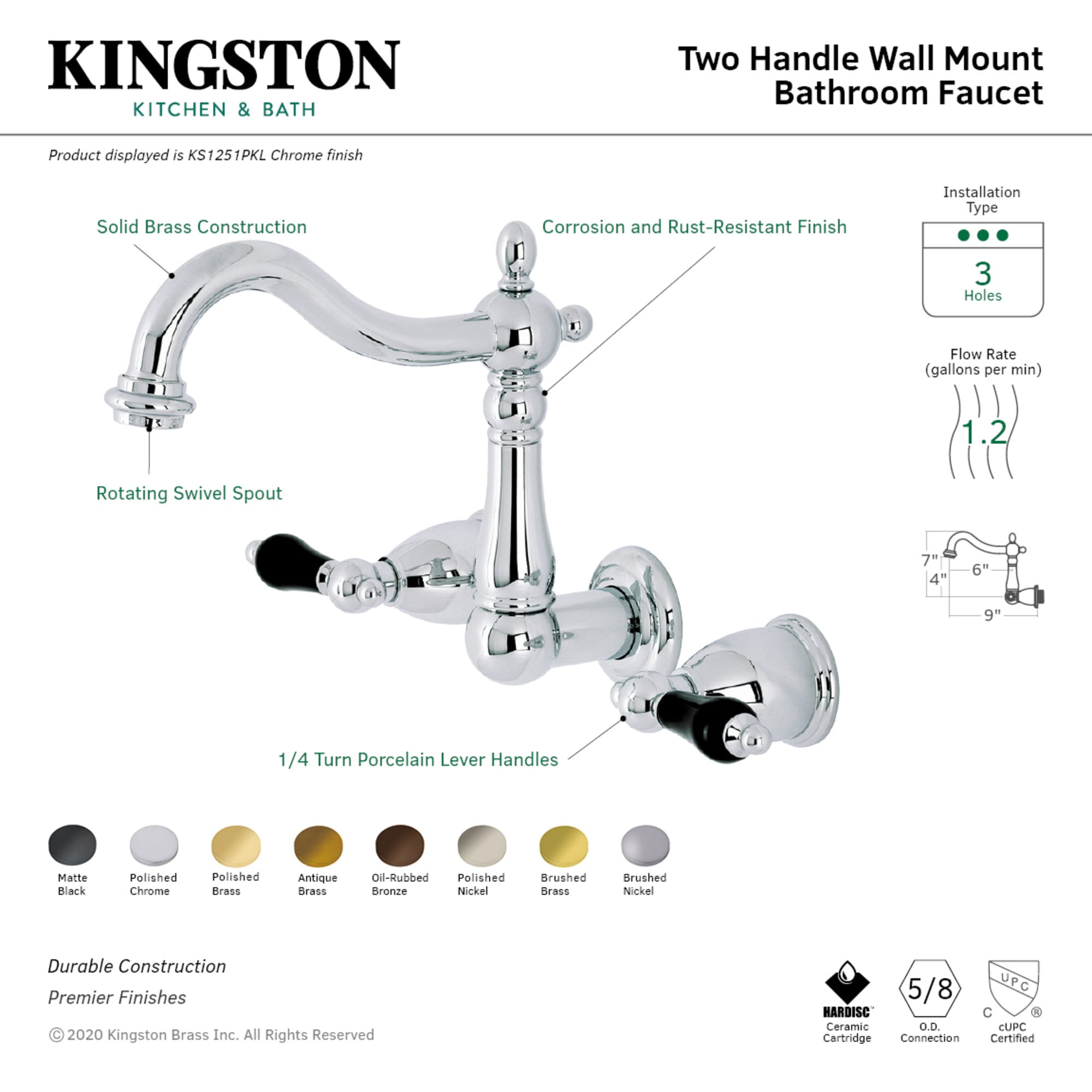 Kingston Brass WLKS1250PKL Lavatory-Faucets - View #2